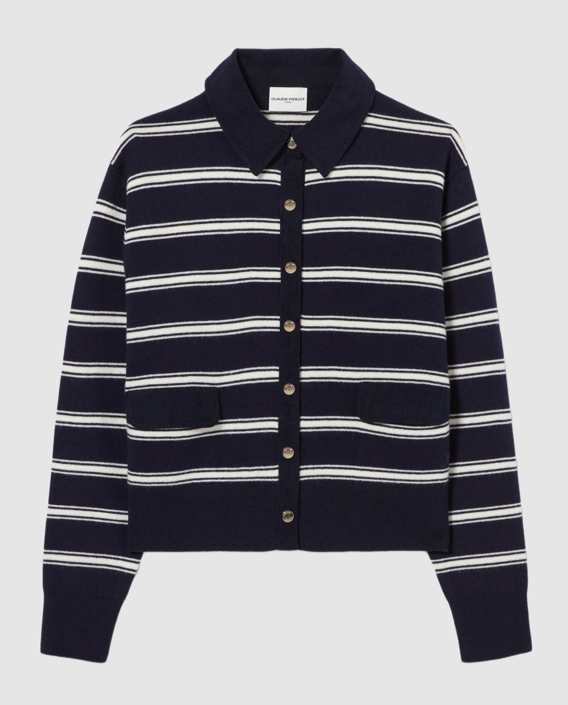 Cárdigan de mujer a rayas, de manga larga y cuello camisero - Claudie Pierlot - Multicolor Multicolor-7