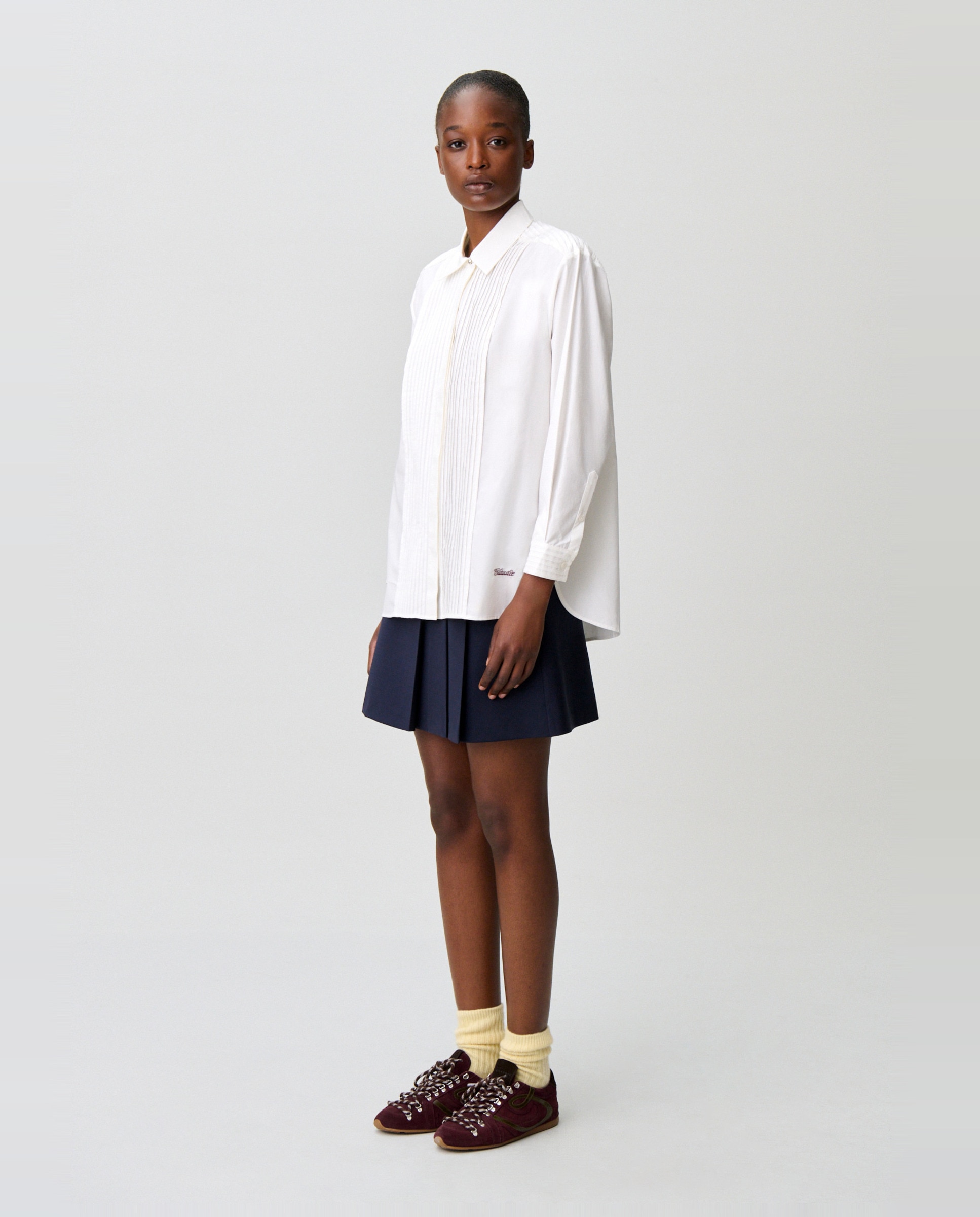 Camisa de mujer de popelín de algodón con bordado claudie - Claudie Pierlot - Blanco Blanco-3