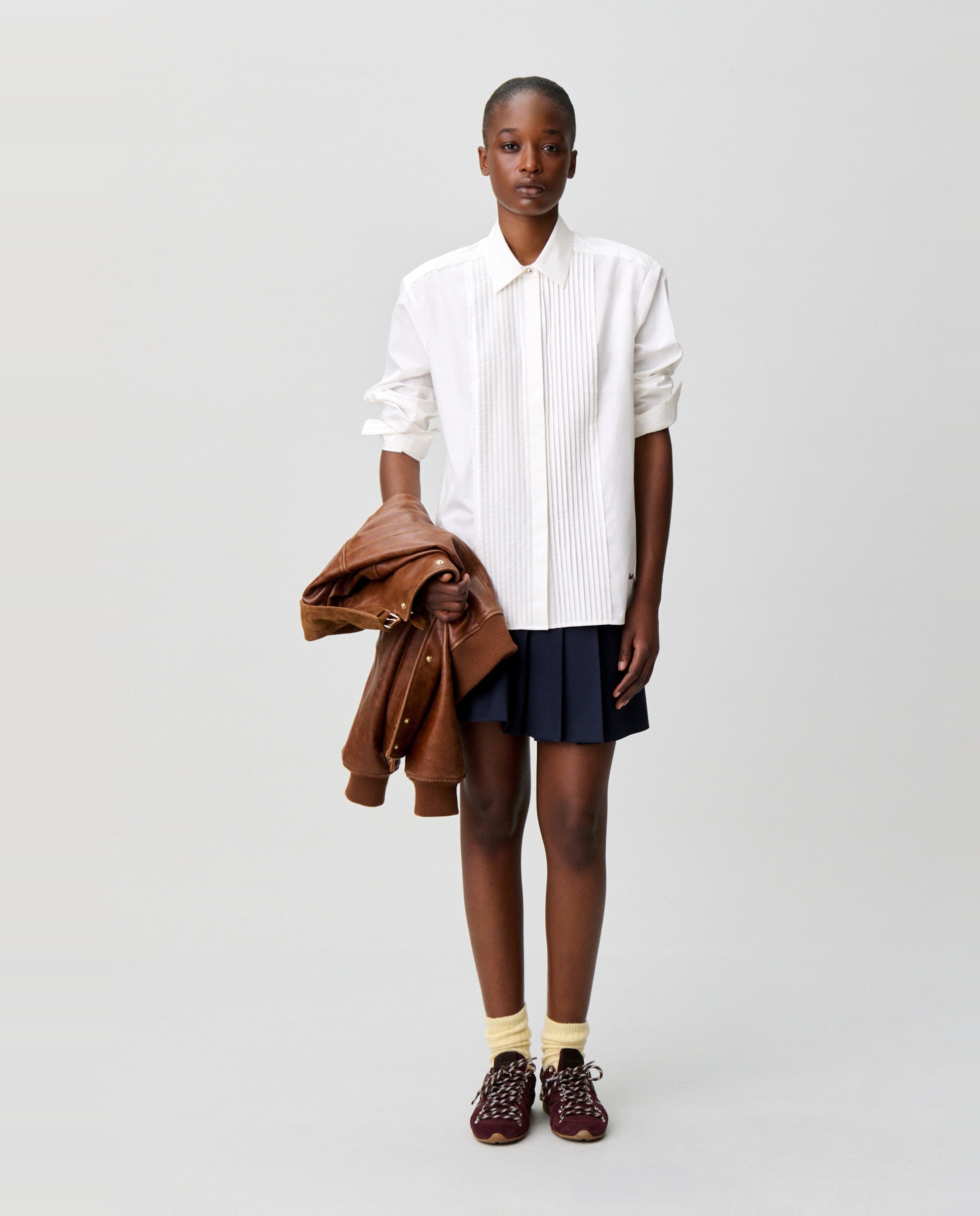 Camisa de mujer de popelín de algodón con bordado claudie - Claudie Pierlot - Blanco Blanco-5