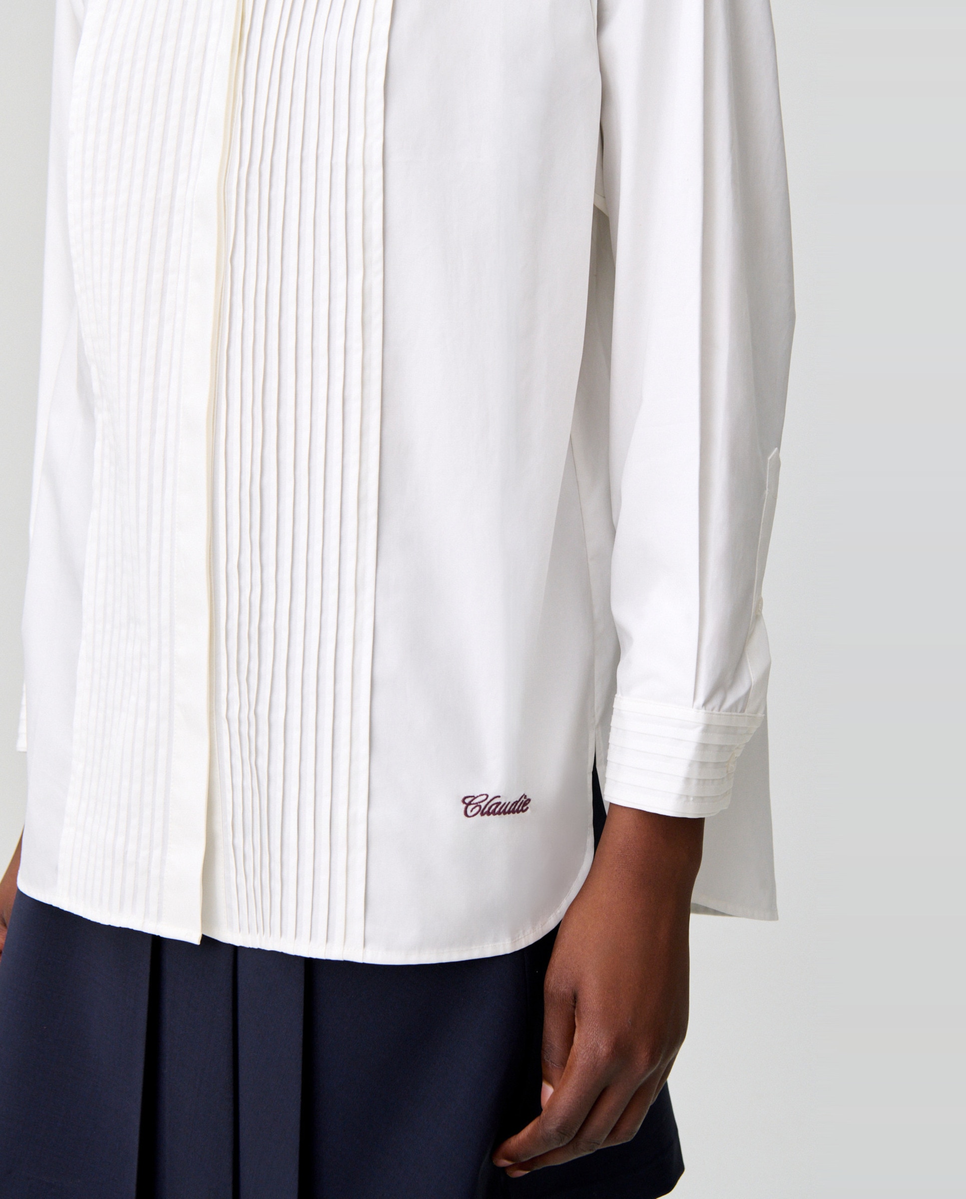 Camisa de mujer de popelín de algodón con bordado claudie - Claudie Pierlot - Blanco Blanco-6