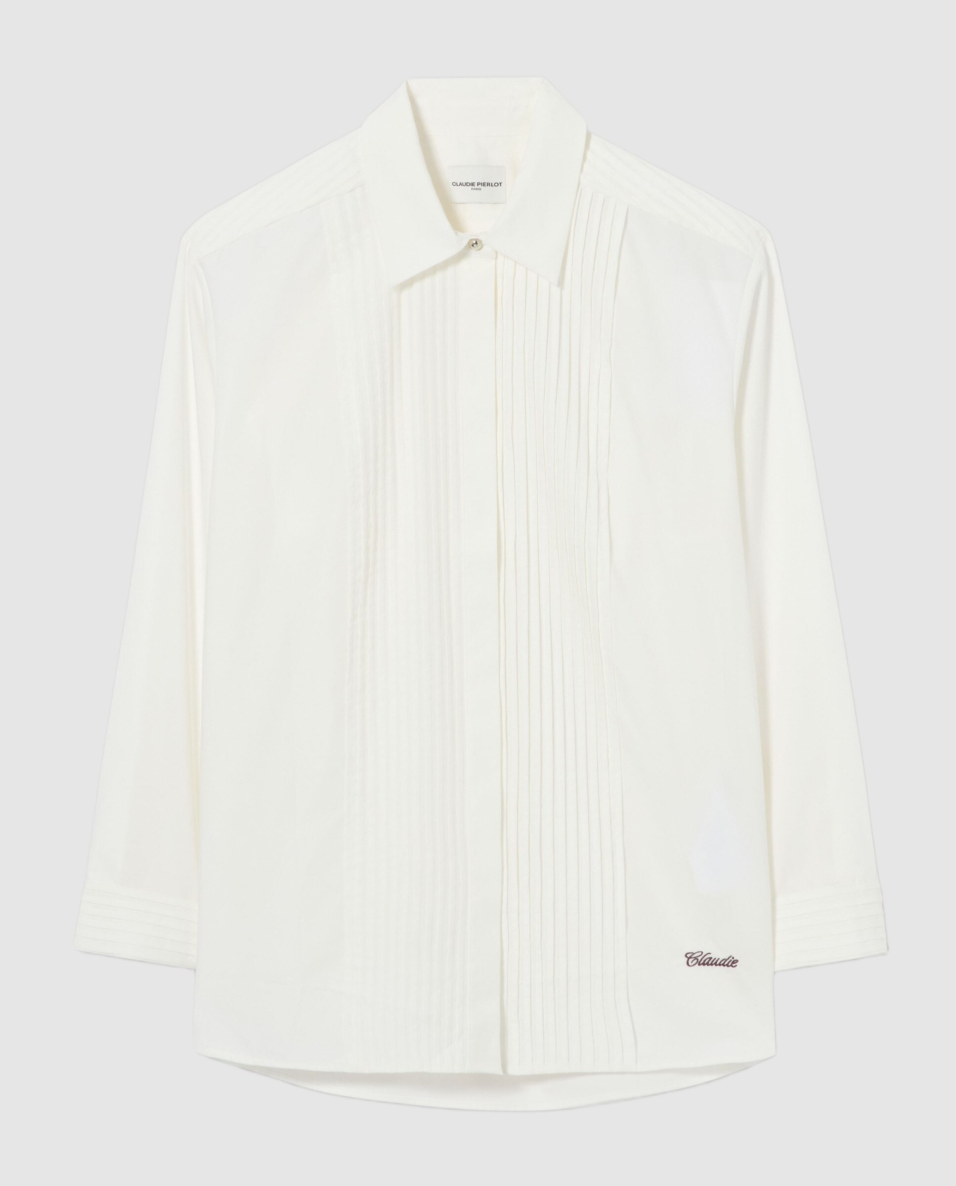 Camisa de mujer de popelín de algodón con bordado claudie - Claudie Pierlot - Blanco Blanco-8