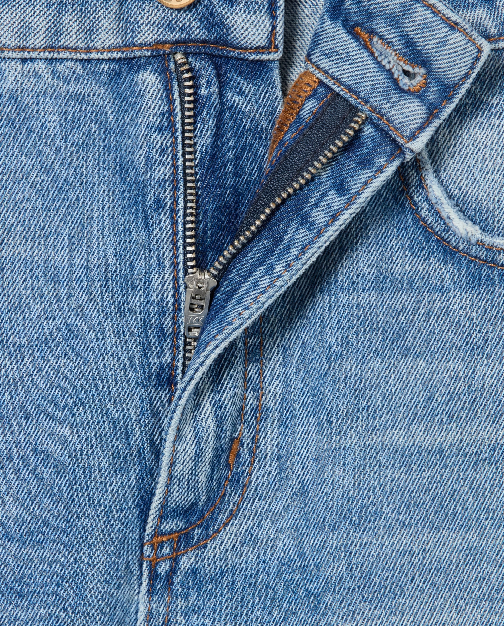 Vaqueros anchos de mujer 100% algodón orgánico con cortes y detalles dorados - Claudie Pierlot - Azul Azul-7