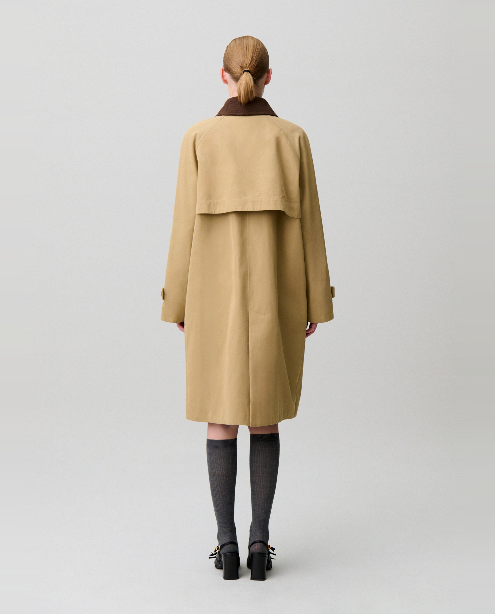 Gabardina de mujer midi con cuello de terciopelo desmontable - Claudie Pierlot - Beige Beige-3