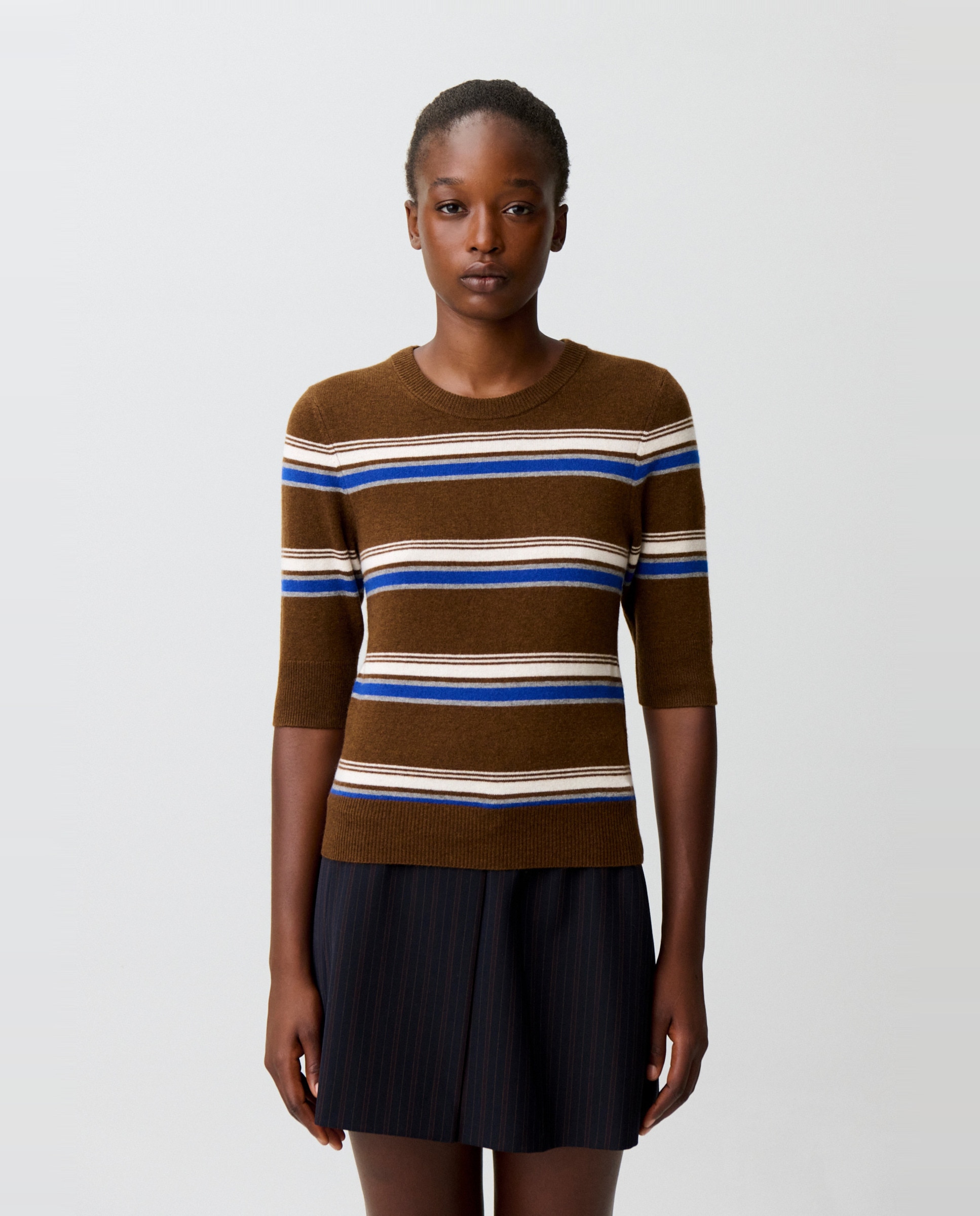 Jersey de punto de mujer con cachemira a rayas y cuello redondo - Claudie Pierlot - Multicolor Multicolor-1