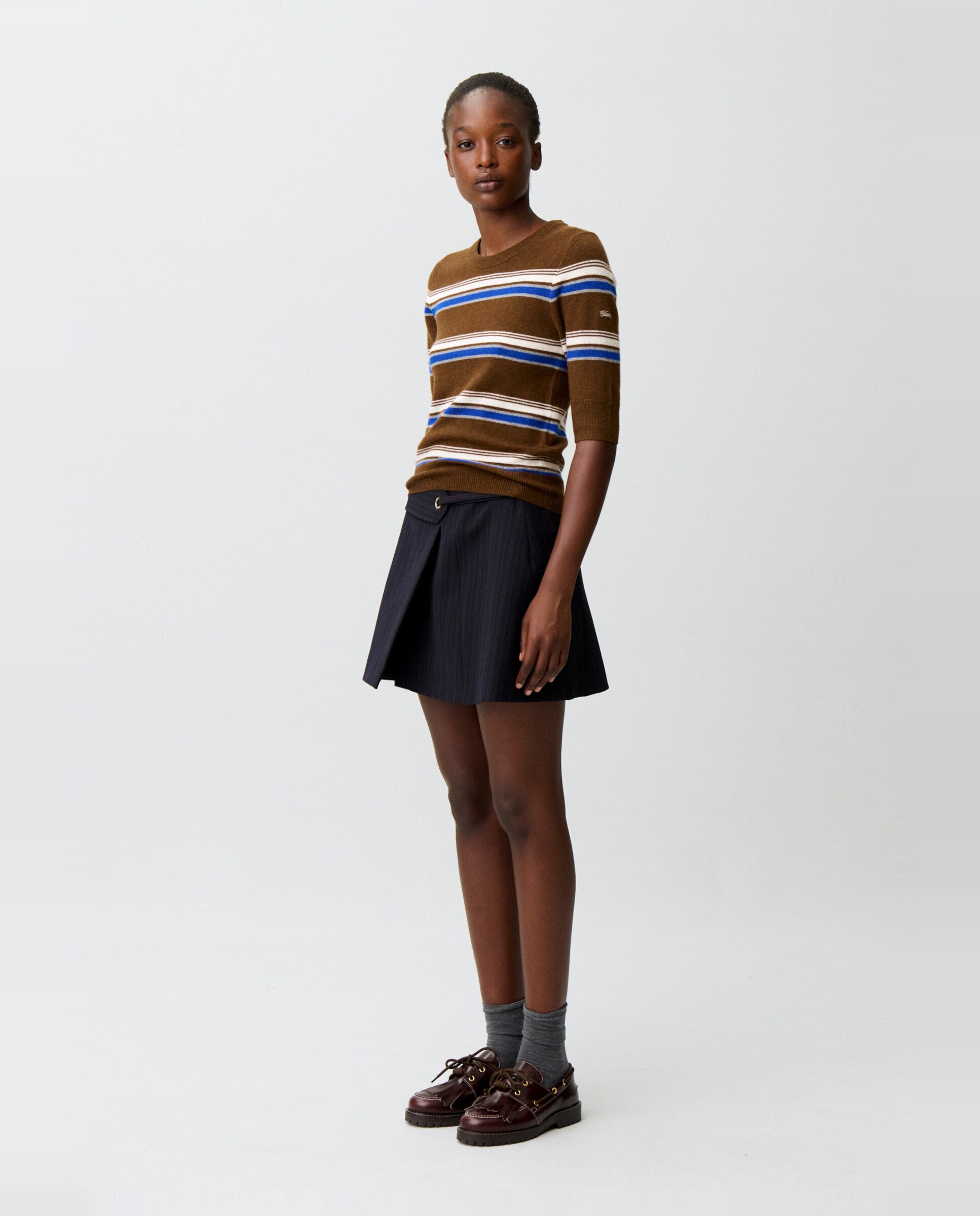 Jersey de punto de mujer con cachemira a rayas y cuello redondo - Claudie Pierlot - Multicolor Multicolor-3