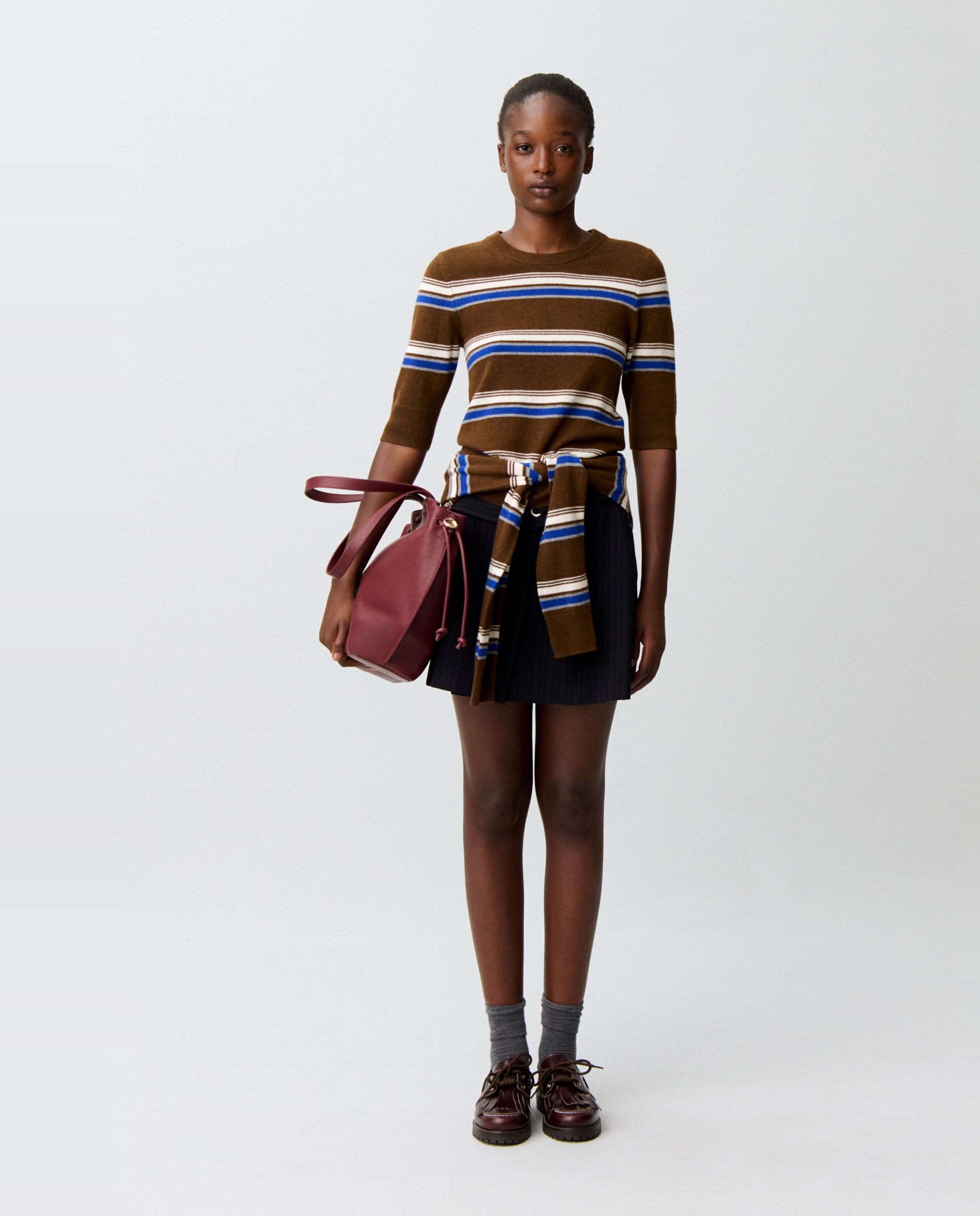 Jersey de punto de mujer con cachemira a rayas y cuello redondo - Claudie Pierlot - Multicolor Multicolor-4