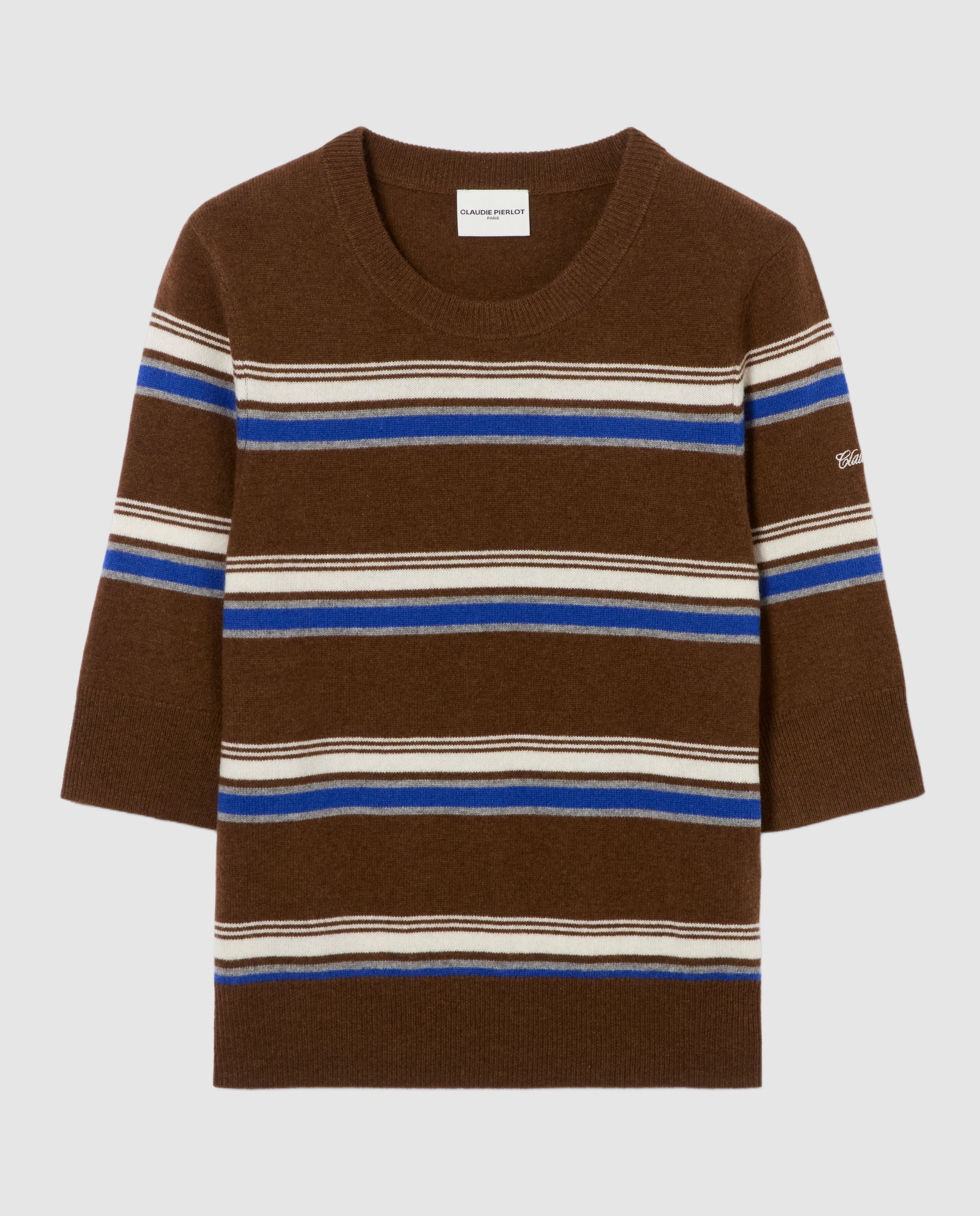 Jersey de punto de mujer con cachemira a rayas y cuello redondo - Claudie Pierlot - Multicolor Multicolor-6