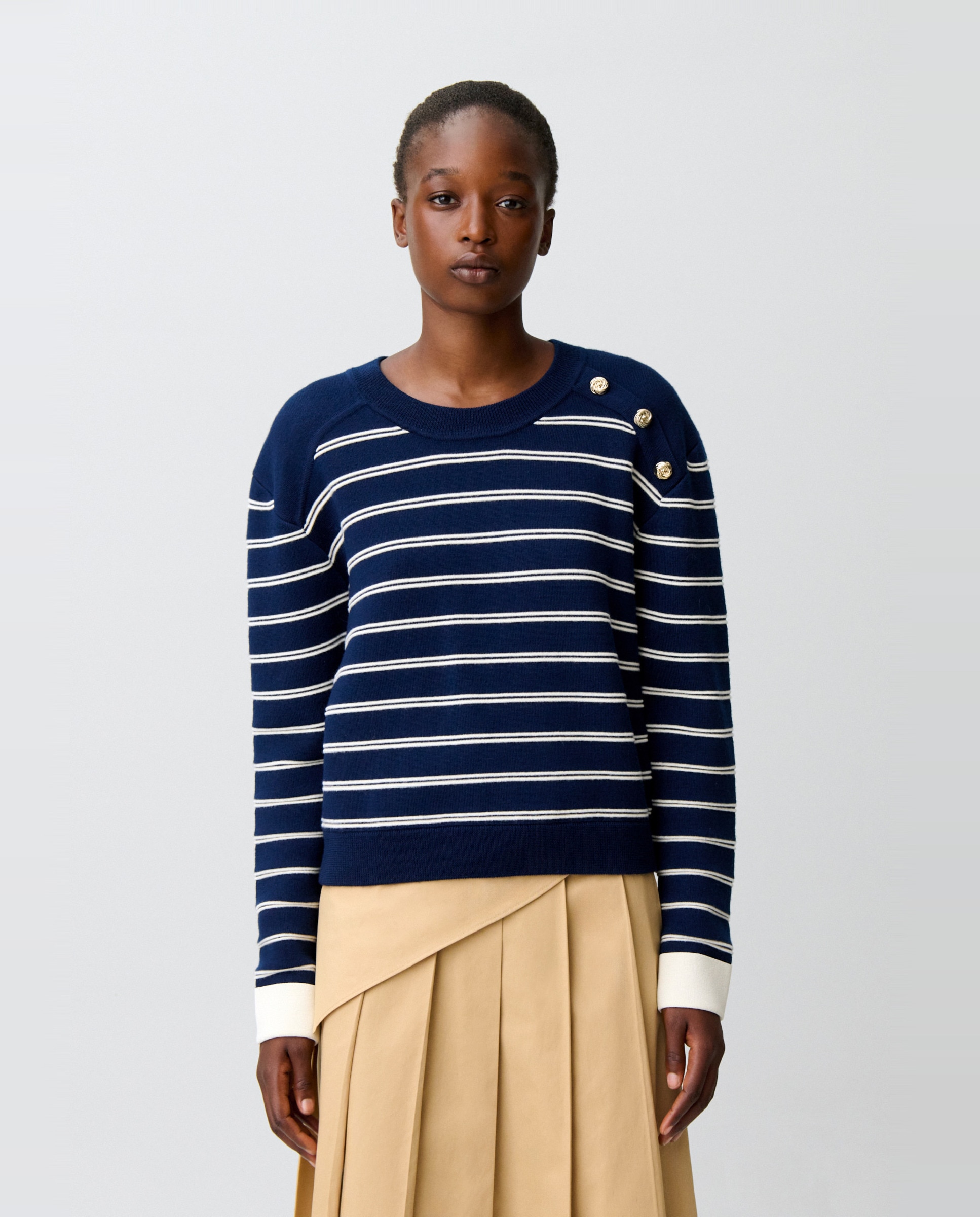 Jersey de mujer marinero de lana con botones dorados - Claudie Pierlot - Multicolor Multicolor-1