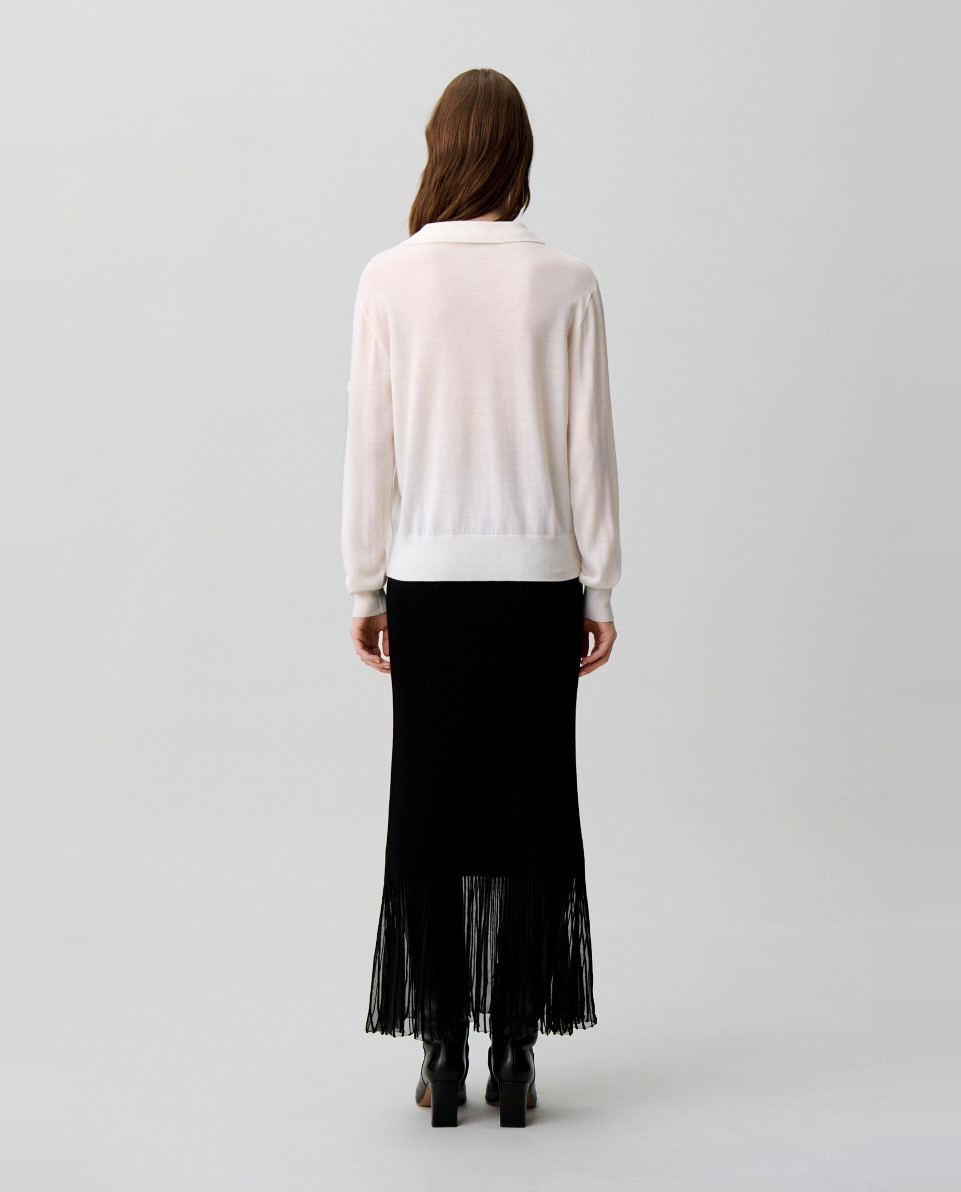 Jersey de punto de mujer con cuello doble y bordado floral - Claudie Pierlot - Blanco Blanco-2
