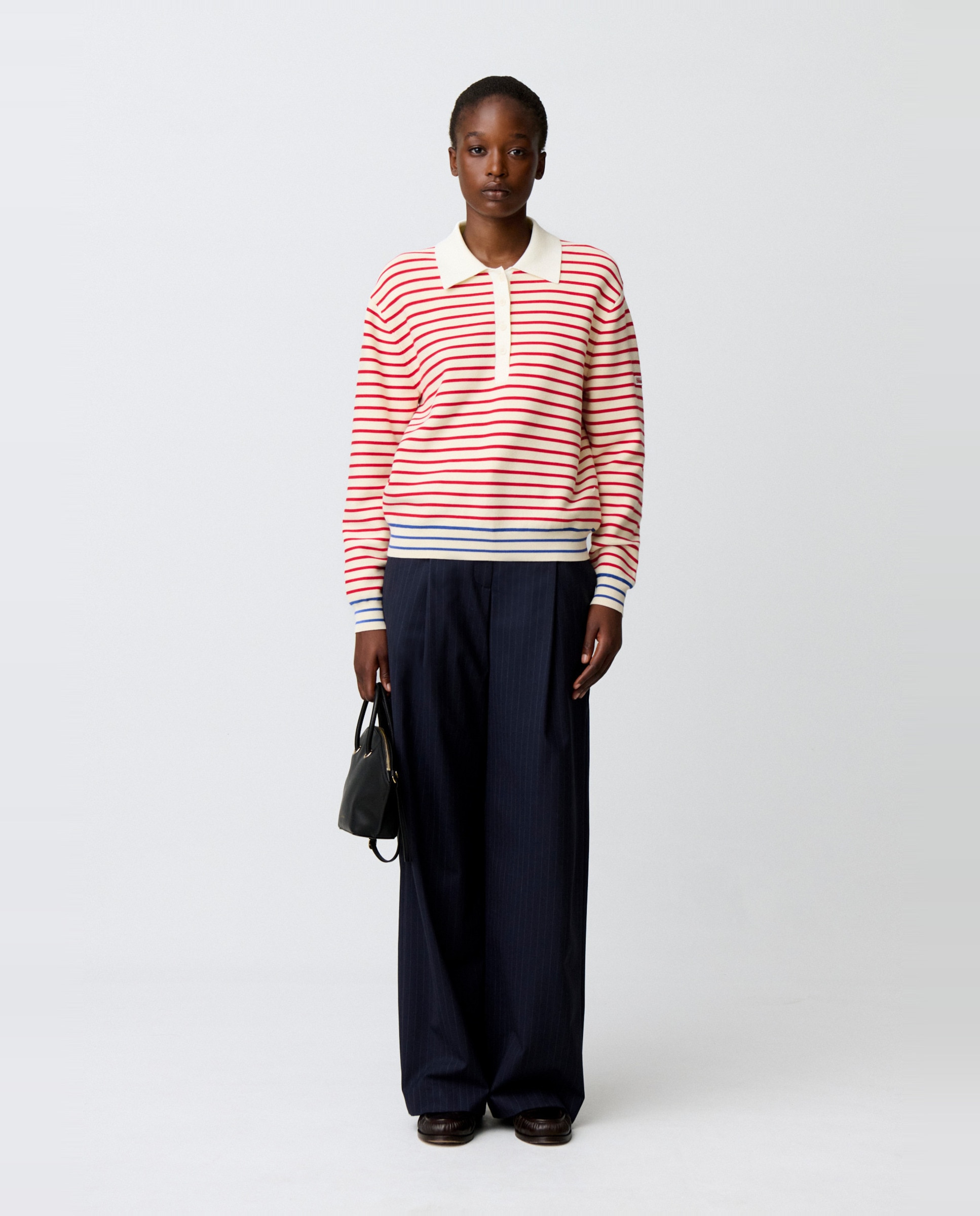 Jersey de punto de mujer con cuello polo, a rayas y manga larga - Claudie Pierlot - Multicolor Multicolor-4