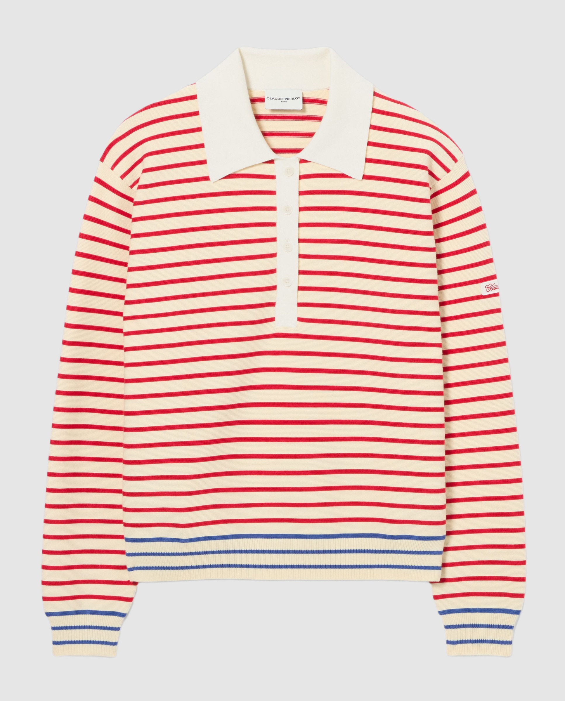 Jersey de punto de mujer con cuello polo, a rayas y manga larga - Claudie Pierlot - Multicolor Multicolor-6
