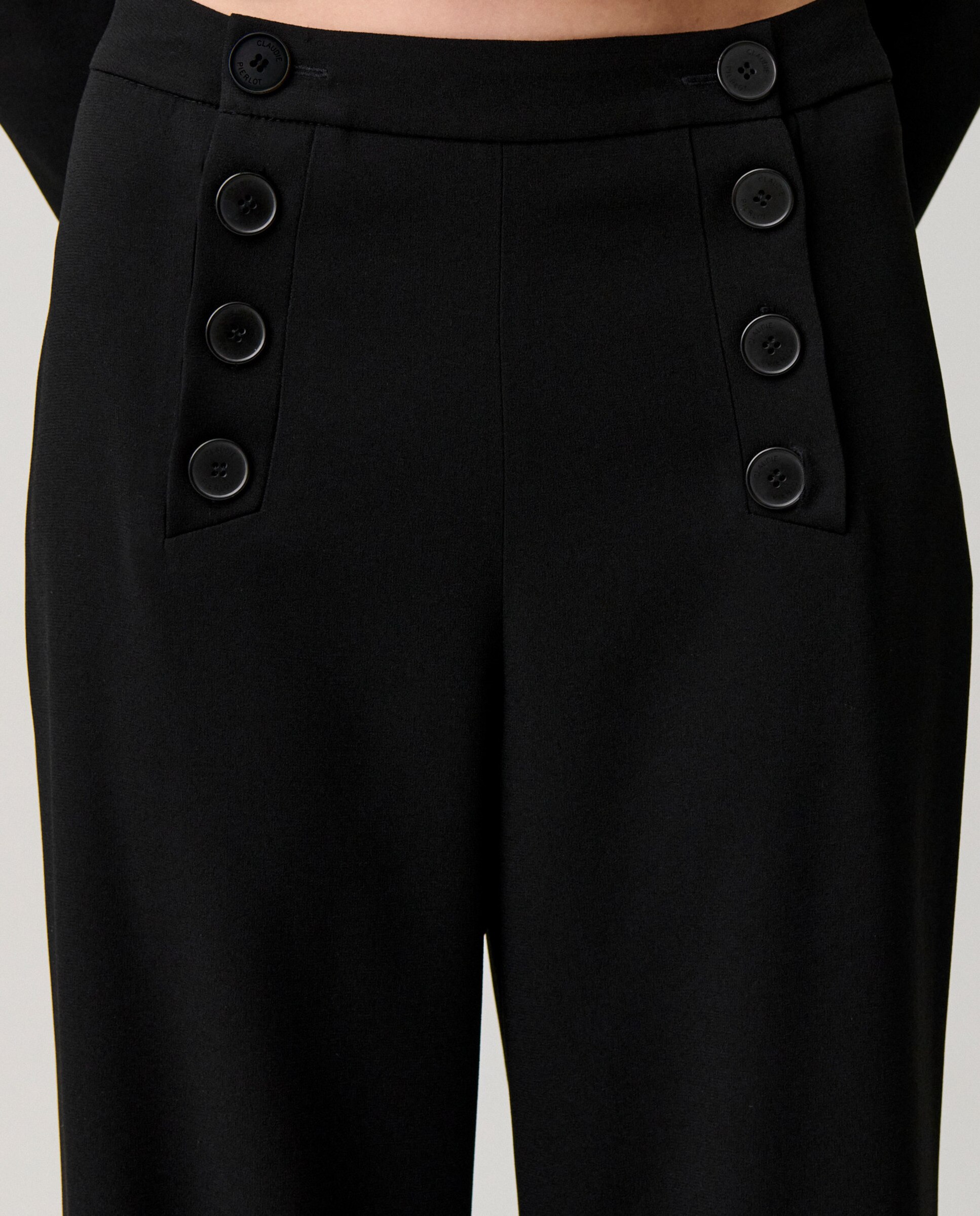Pantalones anchos de mujer estilo puente con pliegues - Claudie Pierlot - Negro Negro-5