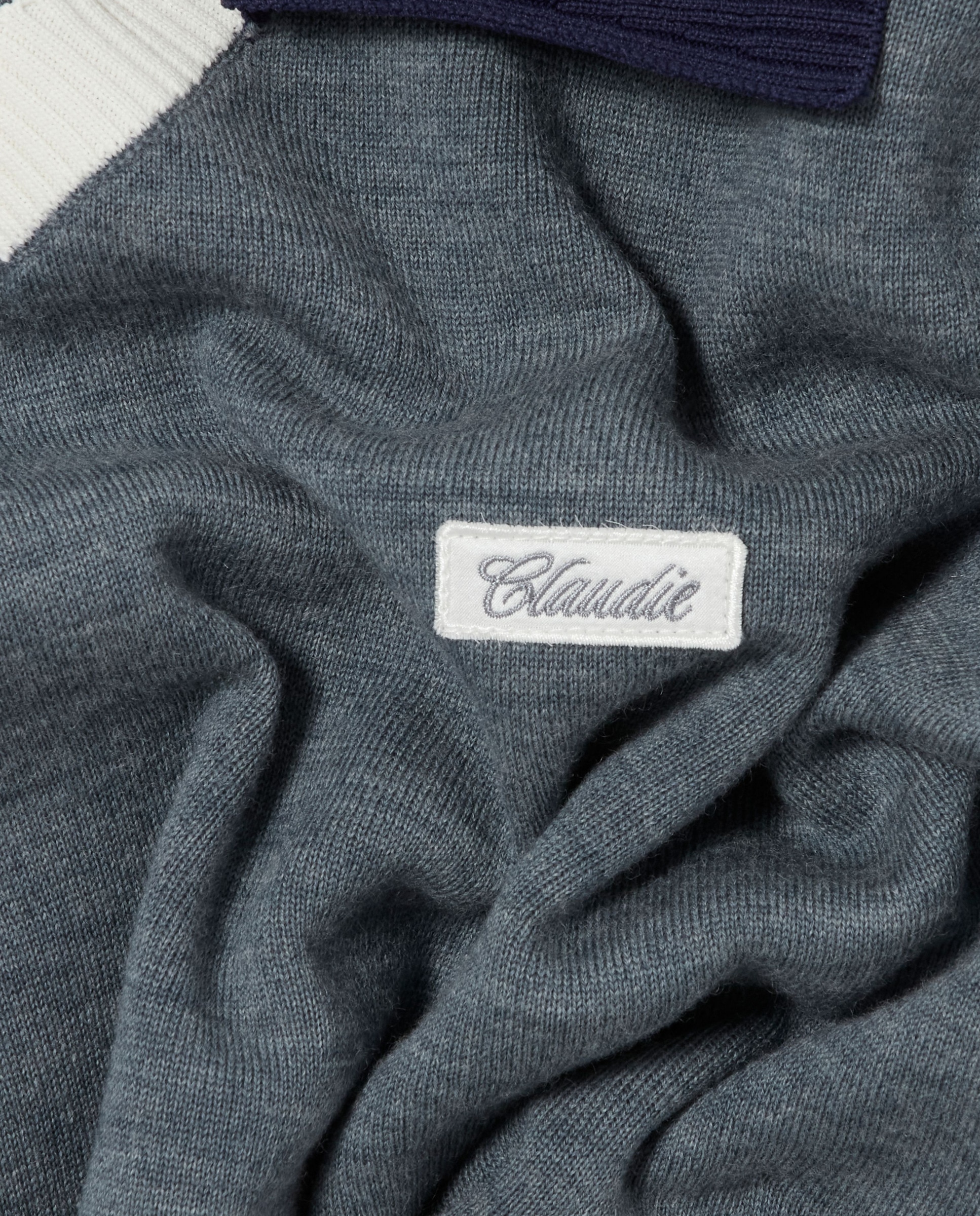 Jersey de punto grueso de mujer con manga larga, cuello doble contraste y corte oversize - Claudie Pierlot - Gris Gris-7