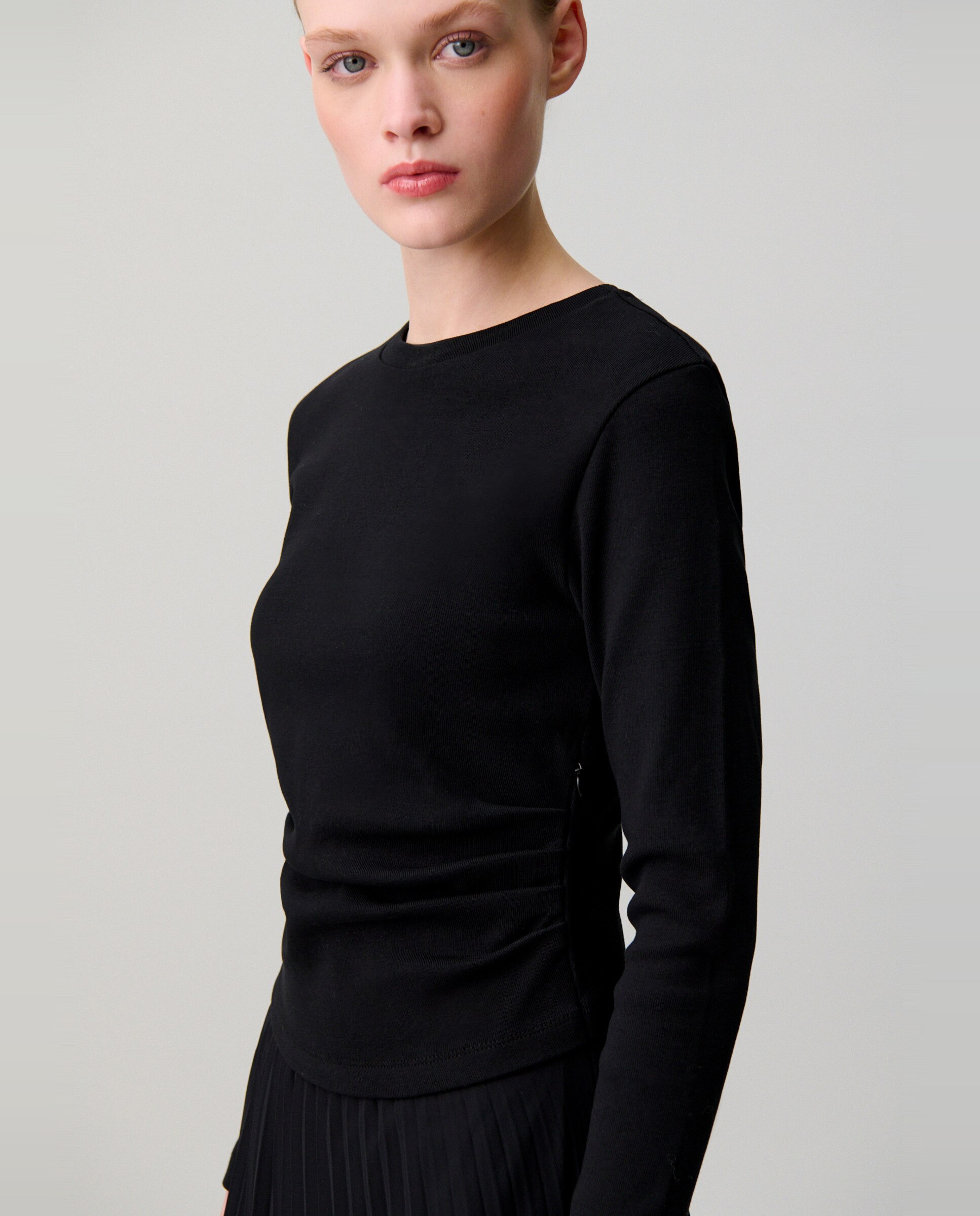 Vestido midi bimaterial plisado - Claudie Pierlot - Negro Negro-4
