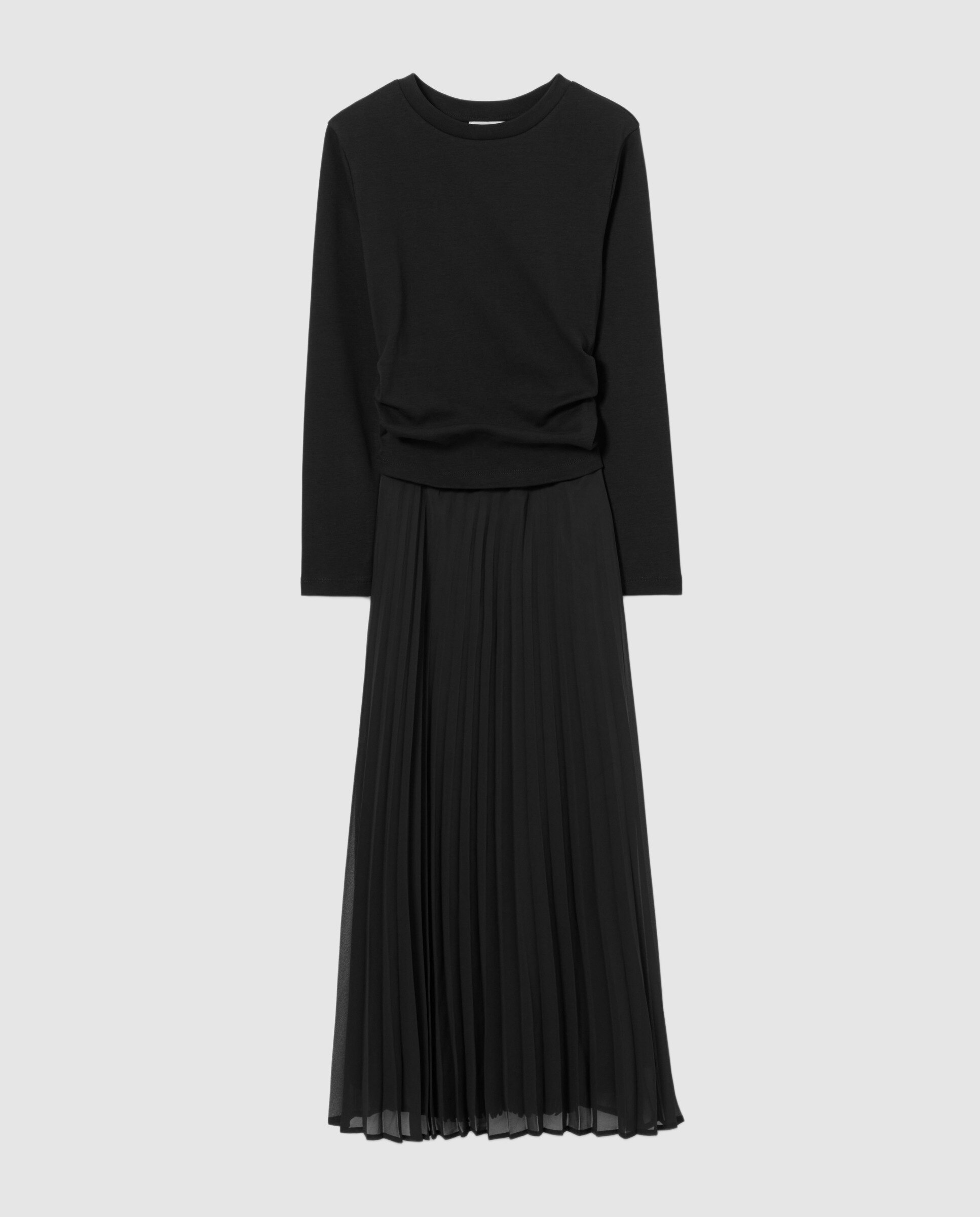 Vestido midi bimaterial plisado - Claudie Pierlot - Negro Negro-6