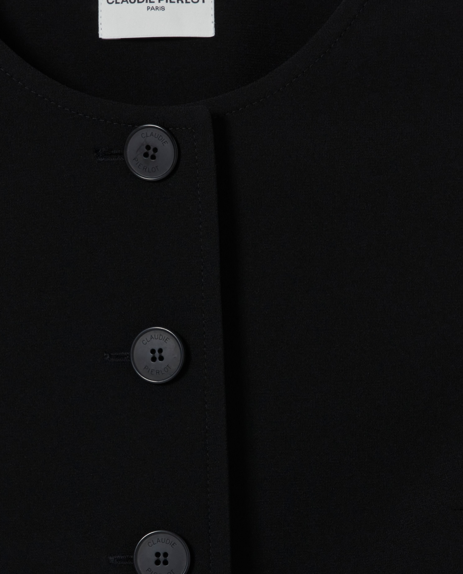 Chaqueta de mujer con cuello redondo y tapeta de botones - Claudie Pierlot - Negro Negro-5
