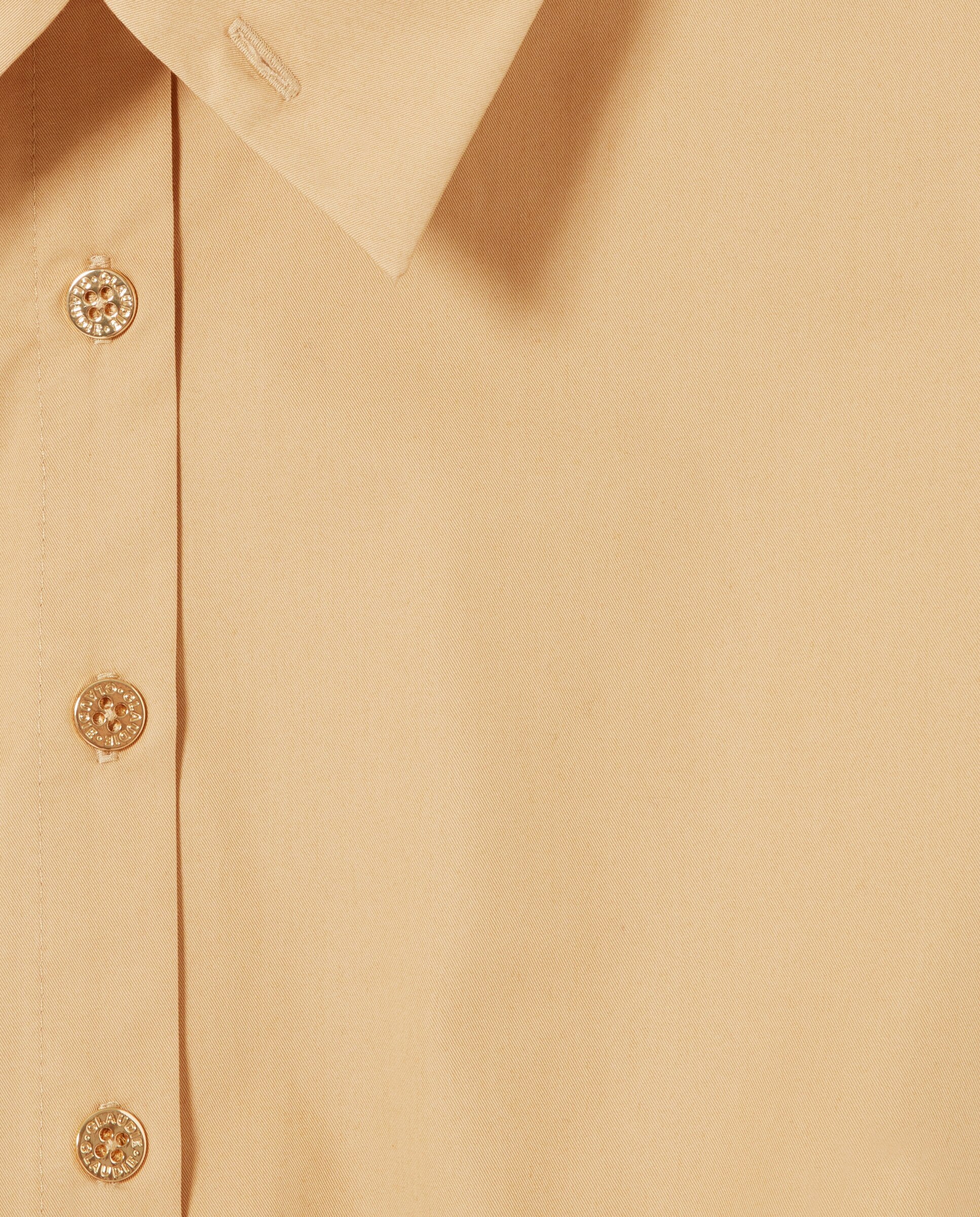Camisa de mujer cuello alto vuelto manga larga fruncida con botones joya - Claudie Pierlot - Beige Beige-7