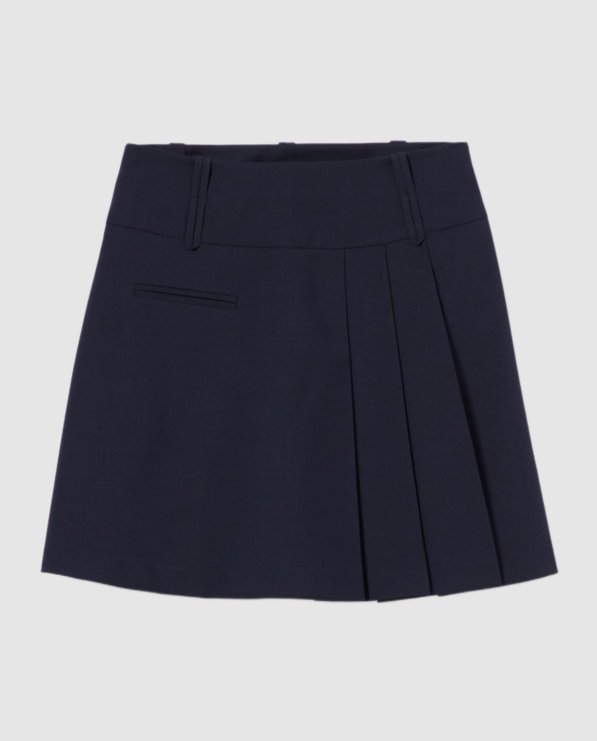 Falda corta de punto con cintura gruesa y lana - Claudie Pierlot - Azul marino Azul marino-5