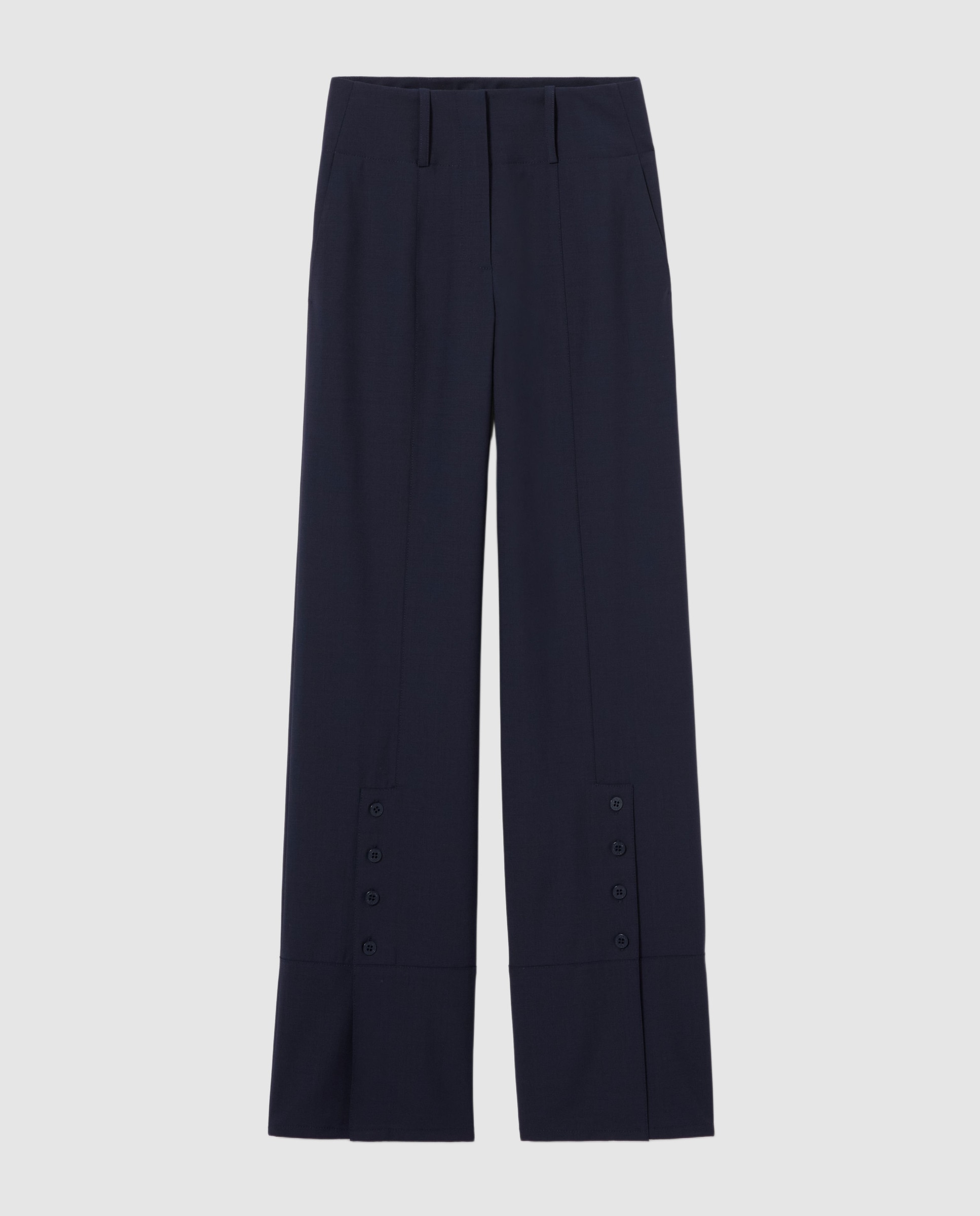 Pantalones anchos de mujer de pernera recta con lana - Claudie Pierlot - Azul marino Azul marino-6