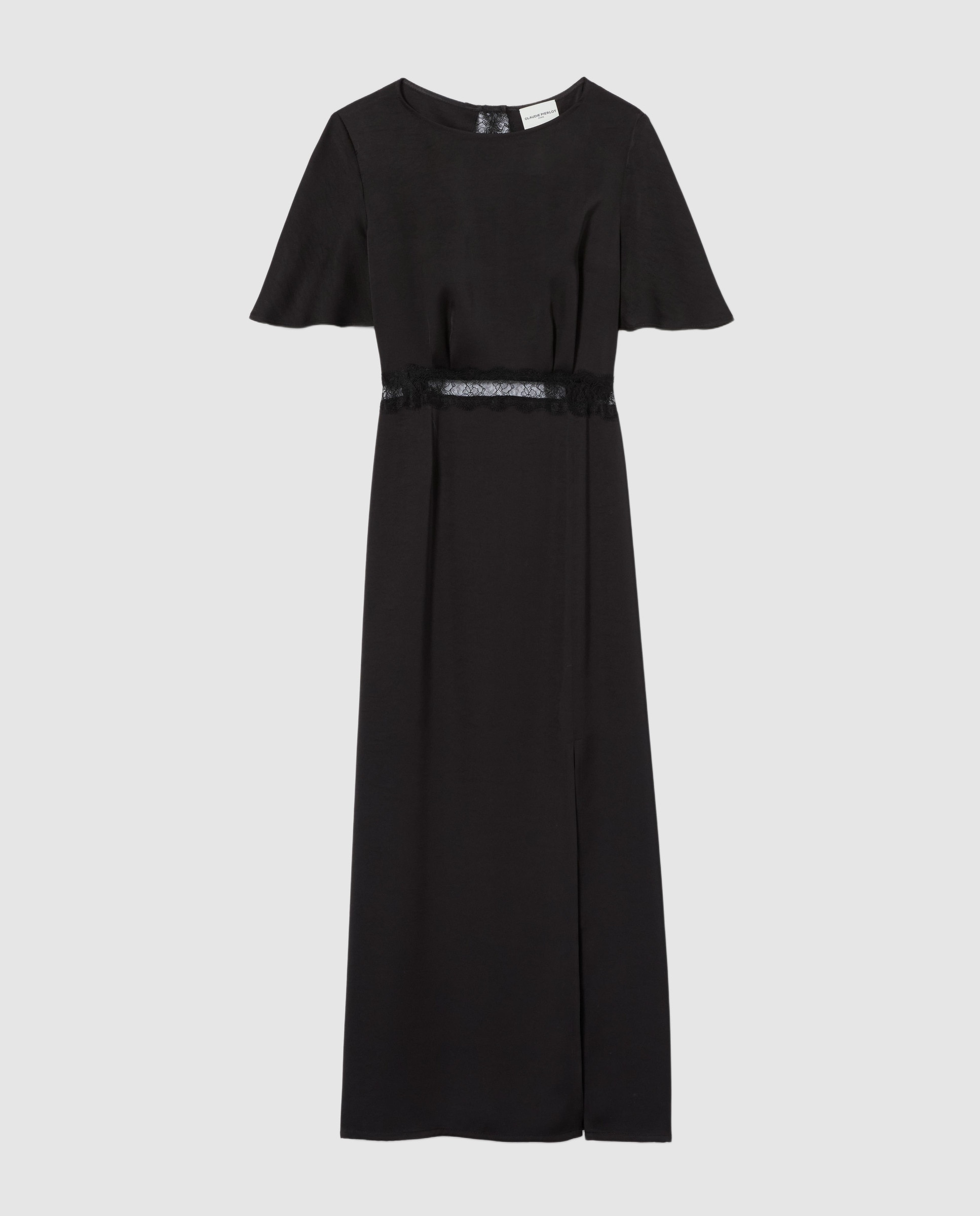 Vestido midi satinado con encaje y espalda descubierta - Claudie Pierlot - Negro Negro-6