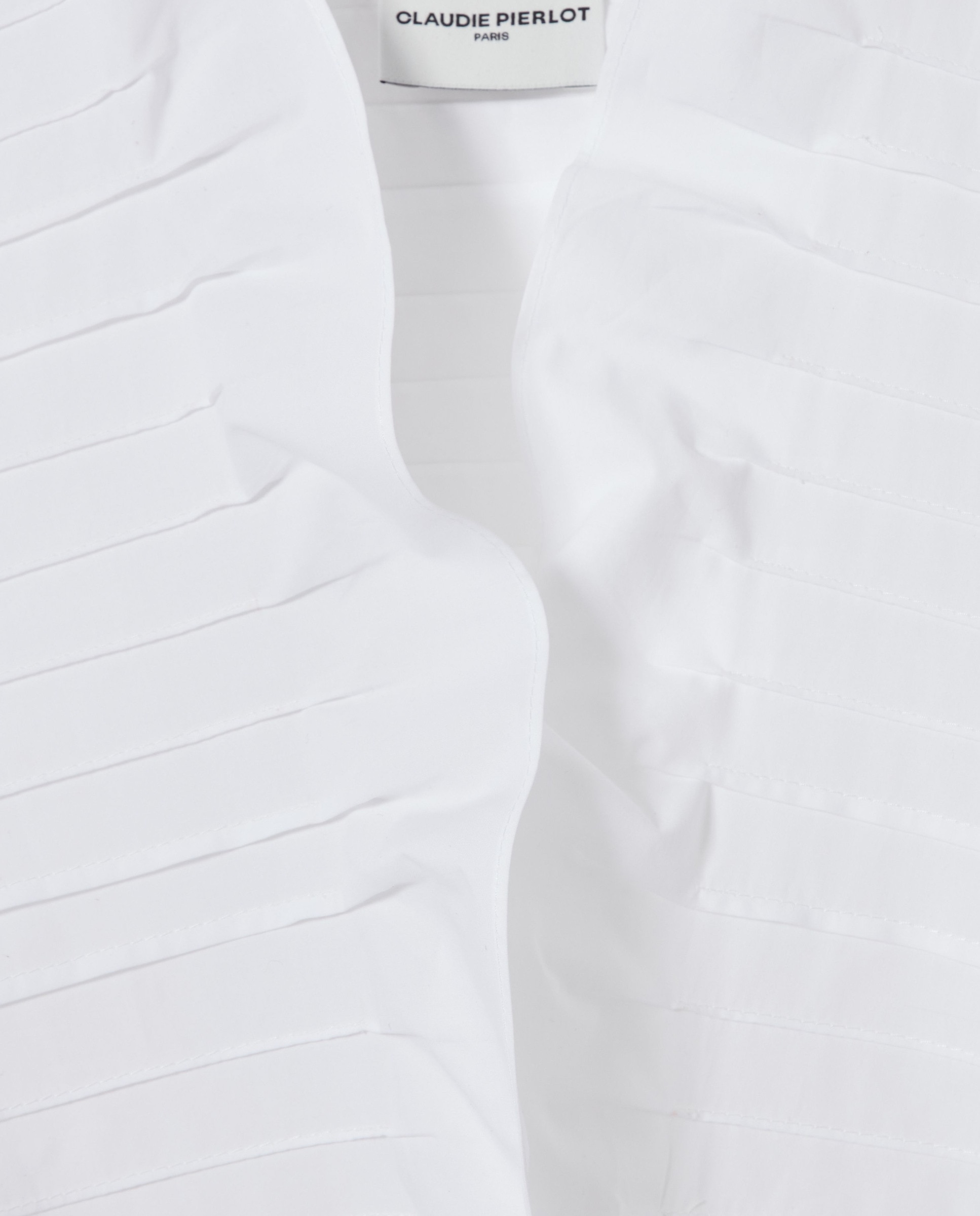 Camisa de popelín de mujer de manga larga con cuello victoriano de volantes - Claudie Pierlot - Blanco Blanco-6