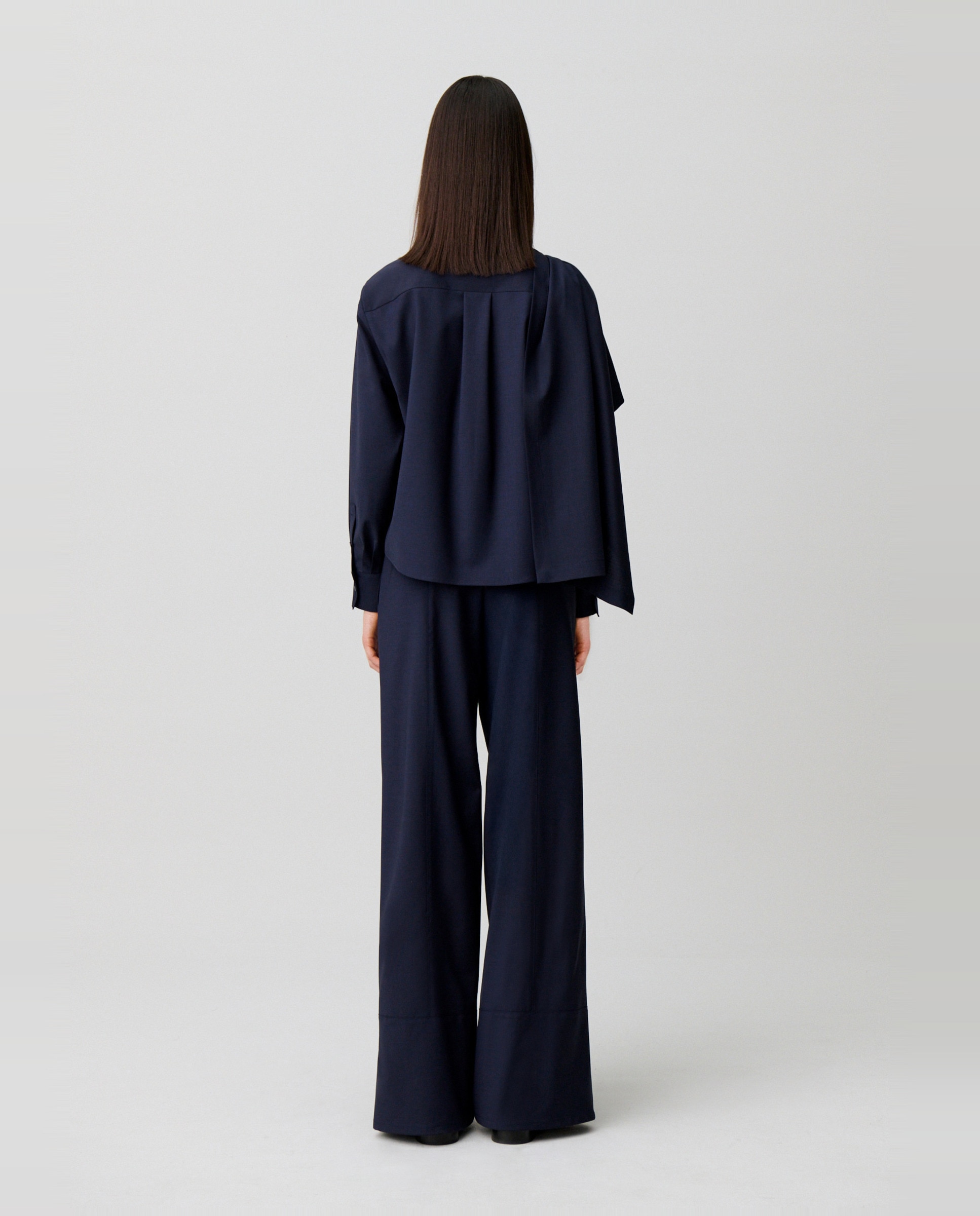 Chaqueta tipo camisa de punto de mujer con lana y chal - Claudie Pierlot - Azul marino Azul marino-2