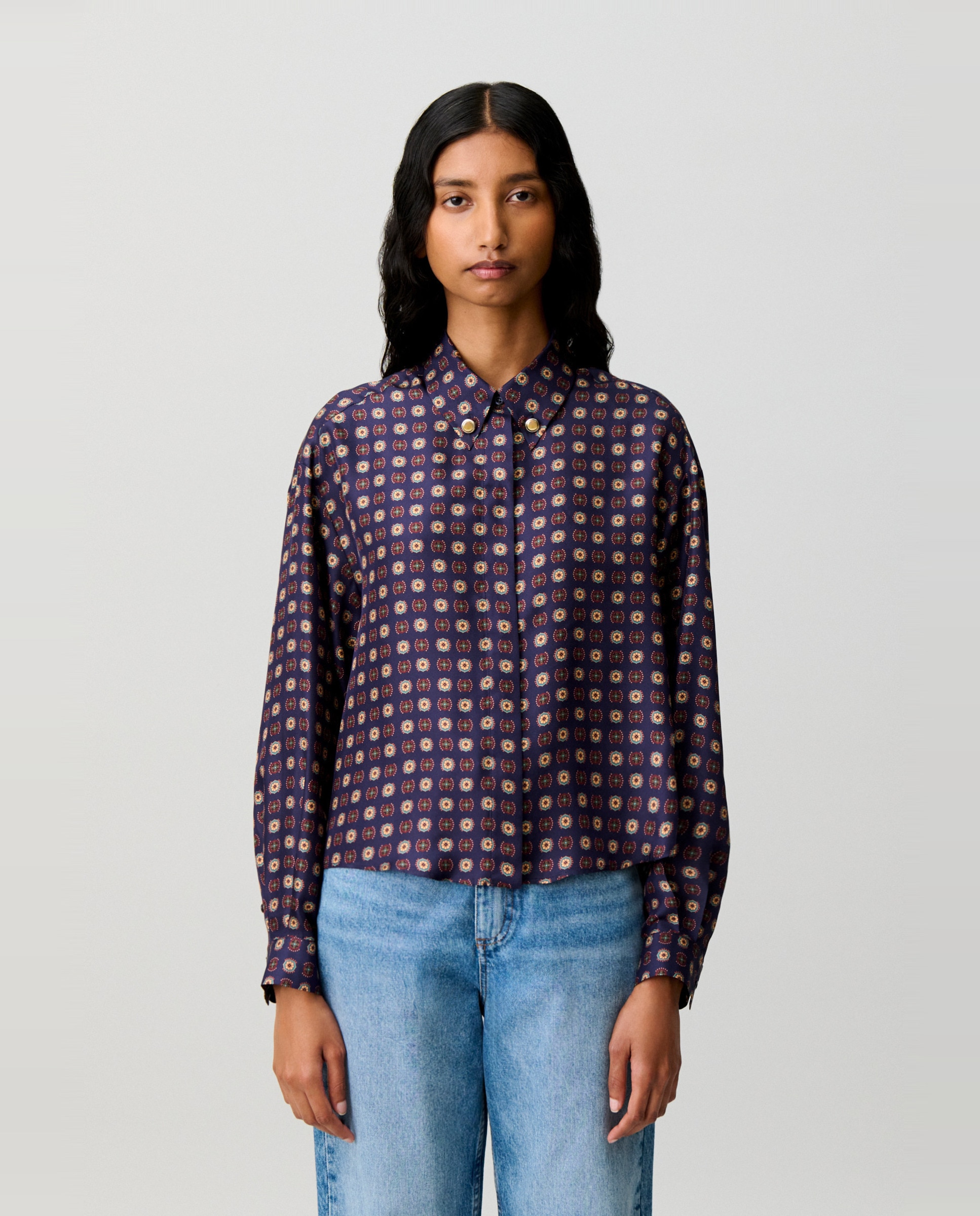 Camisa de mujer estampada de seda boxy - Claudie Pierlot - Marino Marino-1