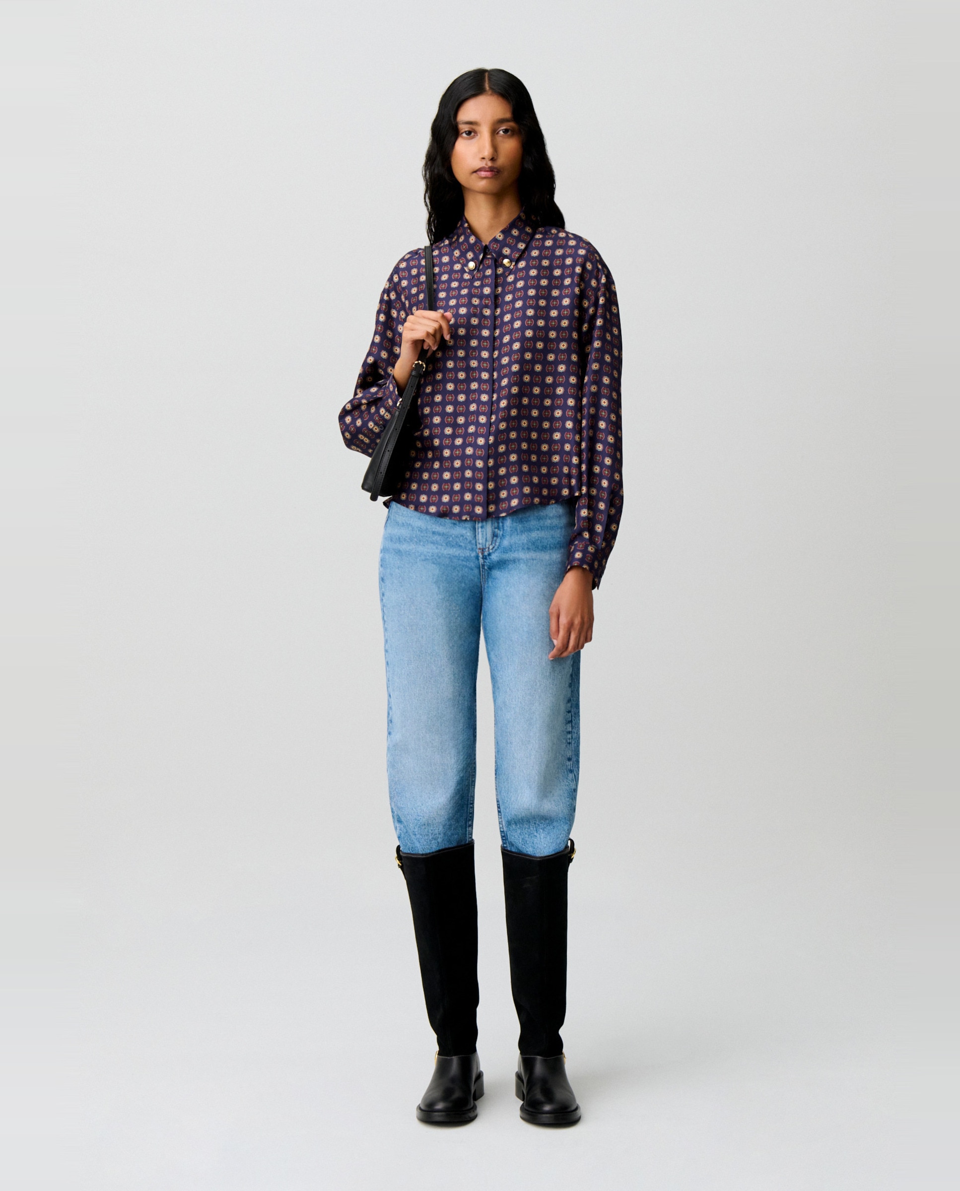 Camisa de mujer estampada de seda boxy - Claudie Pierlot - Marino Marino-4