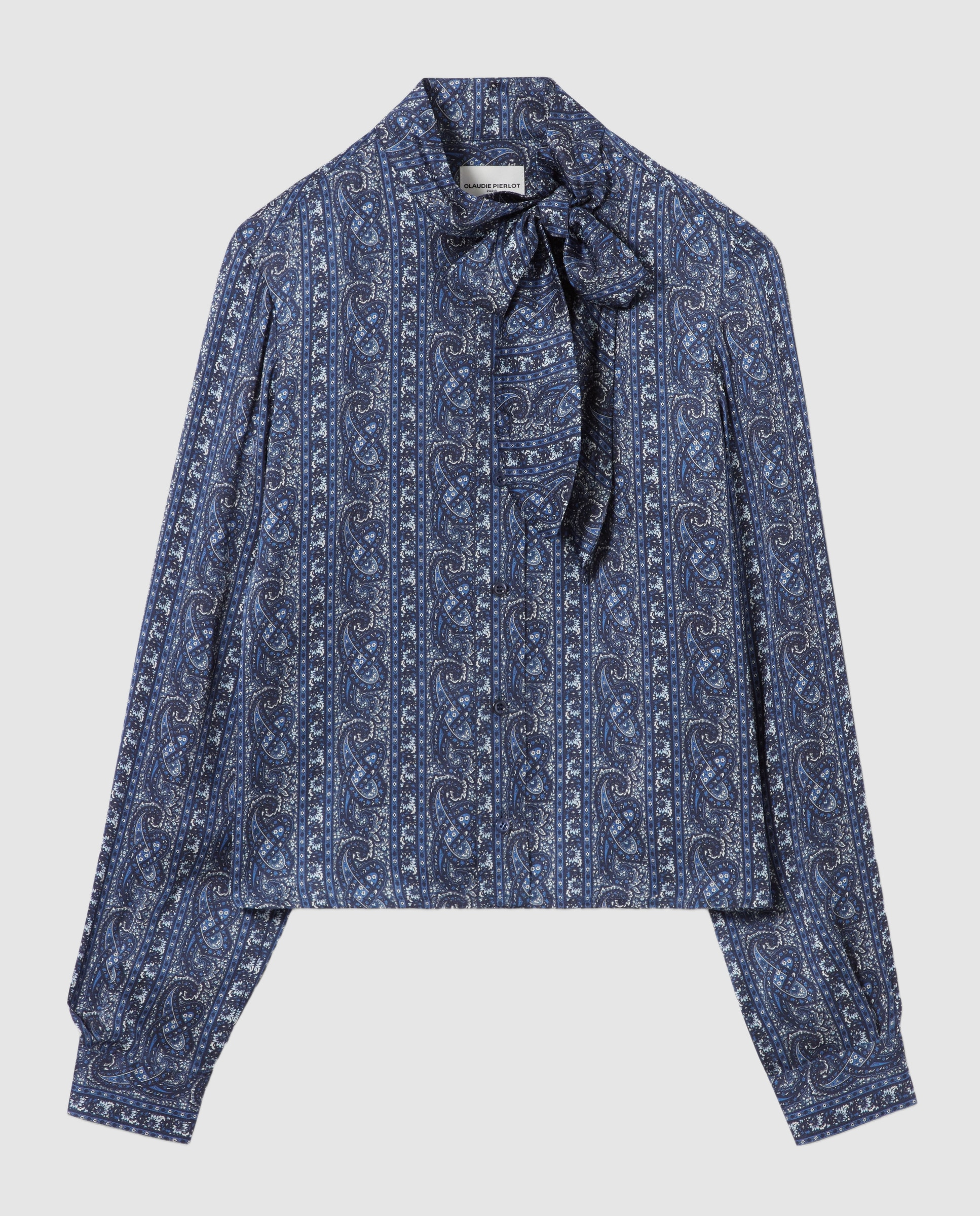 Camisa de mujer estampada con lazada - Claudie Pierlot - Azul marino Azul marino-6