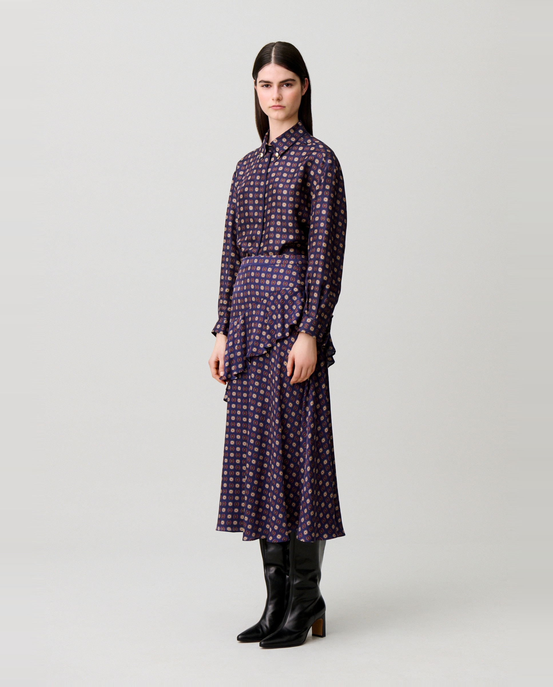 Falda midi estampada acampanada - Claudie Pierlot - Marino Marino-5