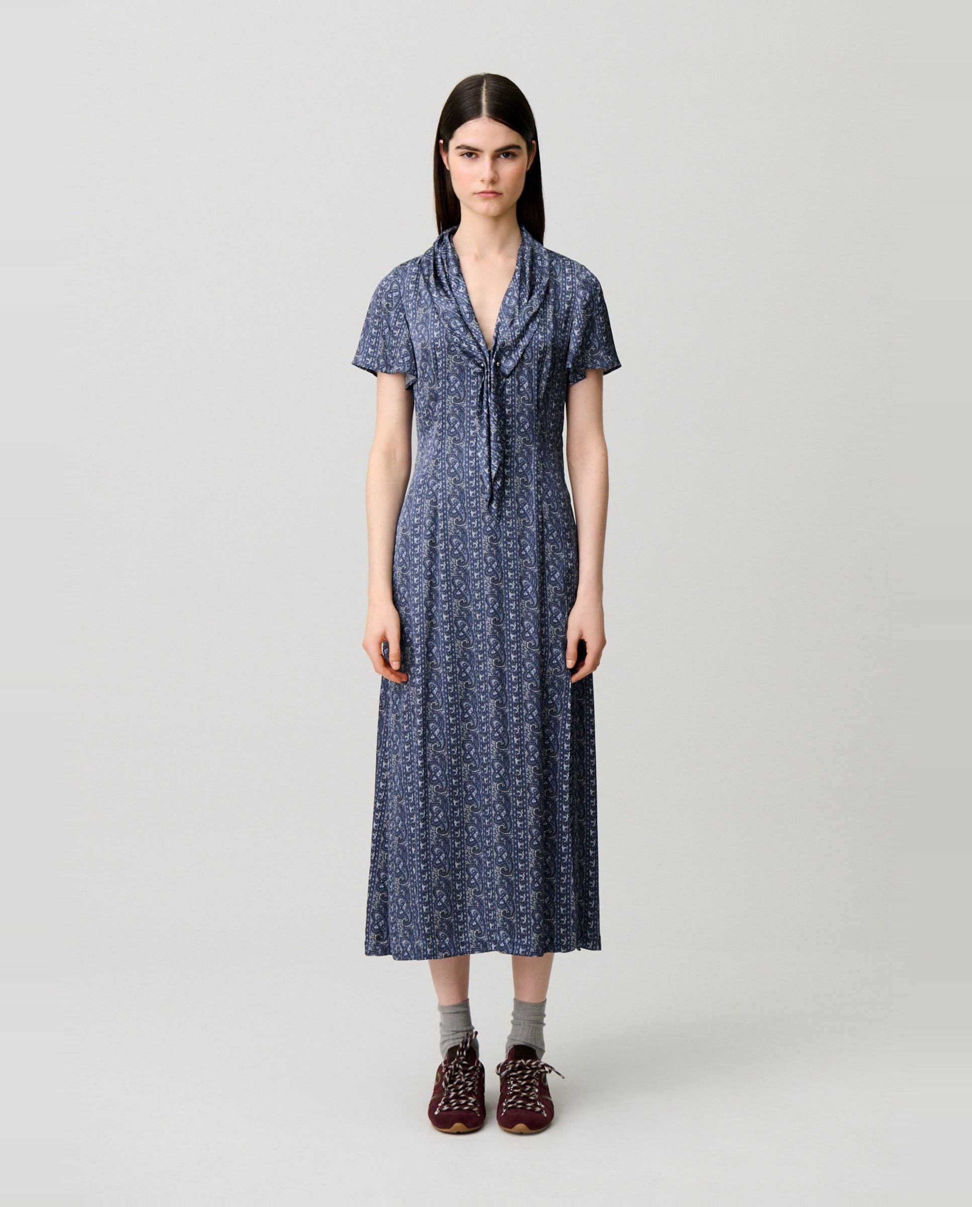 Vestido midi estampado fluido - Claudie Pierlot - Azul marino Azul marino-1