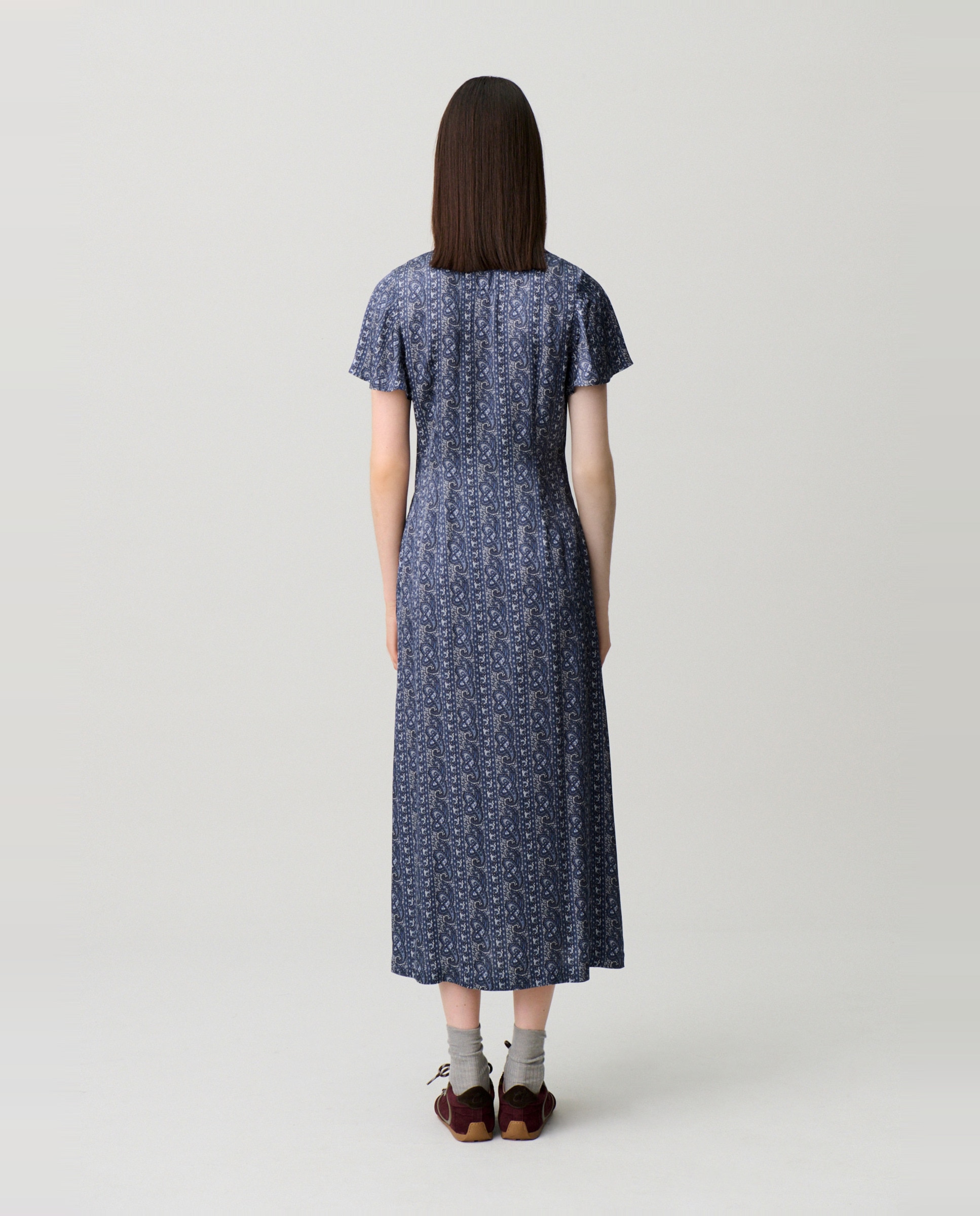 Vestido midi estampado fluido - Claudie Pierlot - Azul marino Azul marino-3