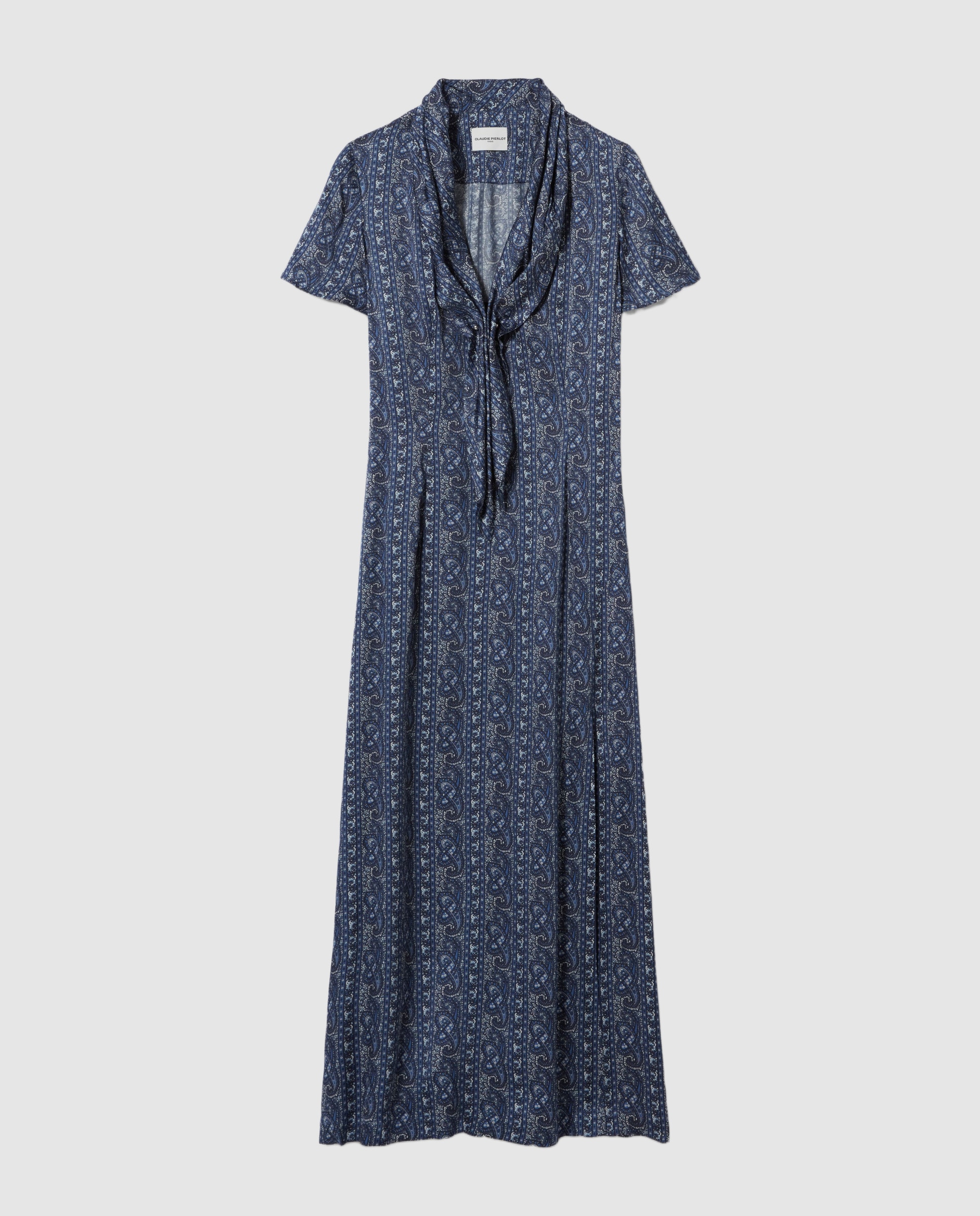 Vestido midi estampado fluido - Claudie Pierlot - Azul marino Azul marino-6