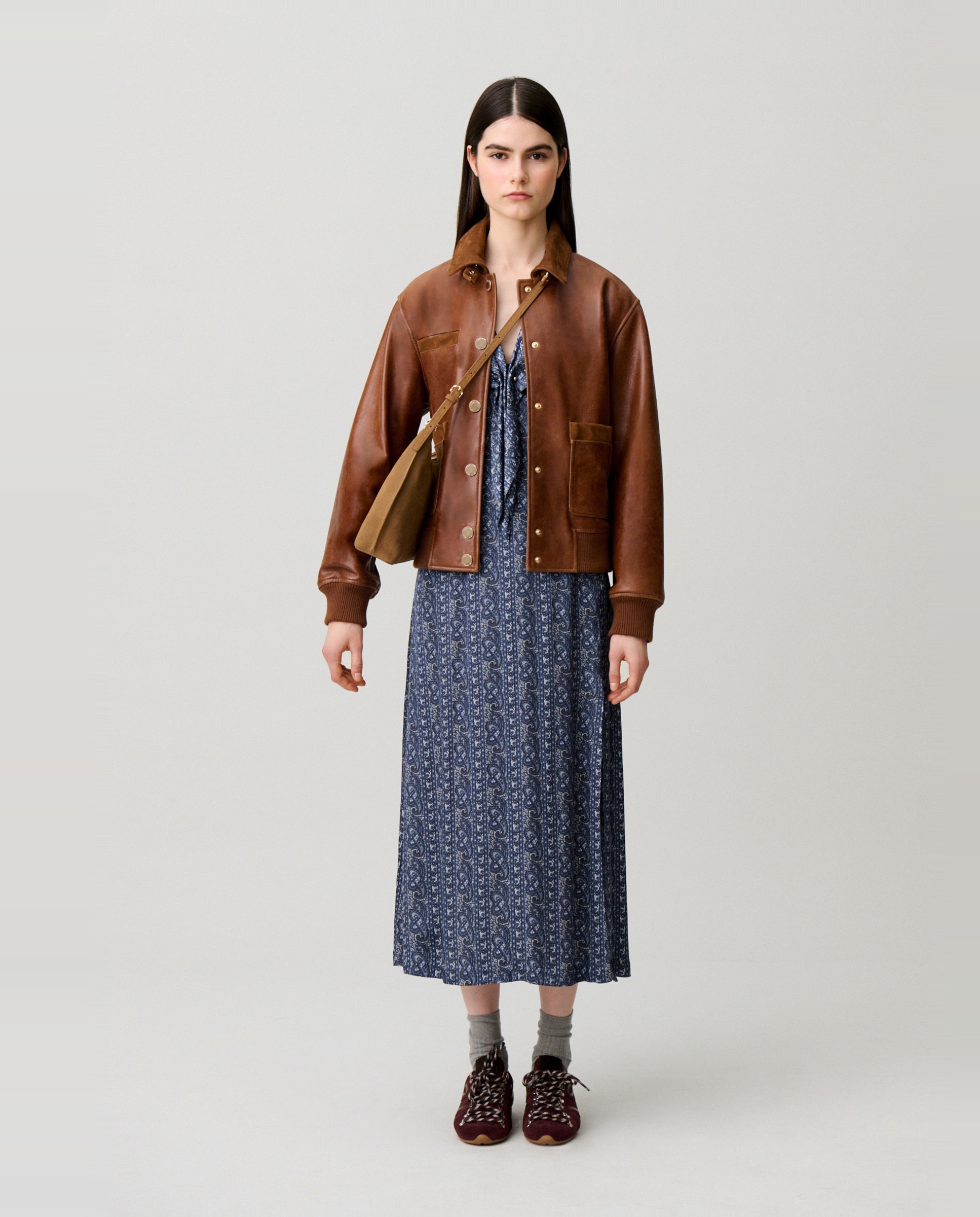 Vestido midi estampado fluido - Claudie Pierlot - Azul marino Azul marino-5