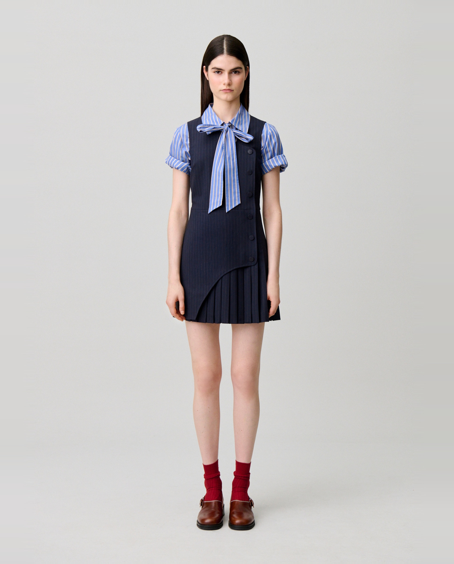 Vestido corto sin mangas con detalle plisado - Claudie Pierlot - Multicolor Multicolor-1