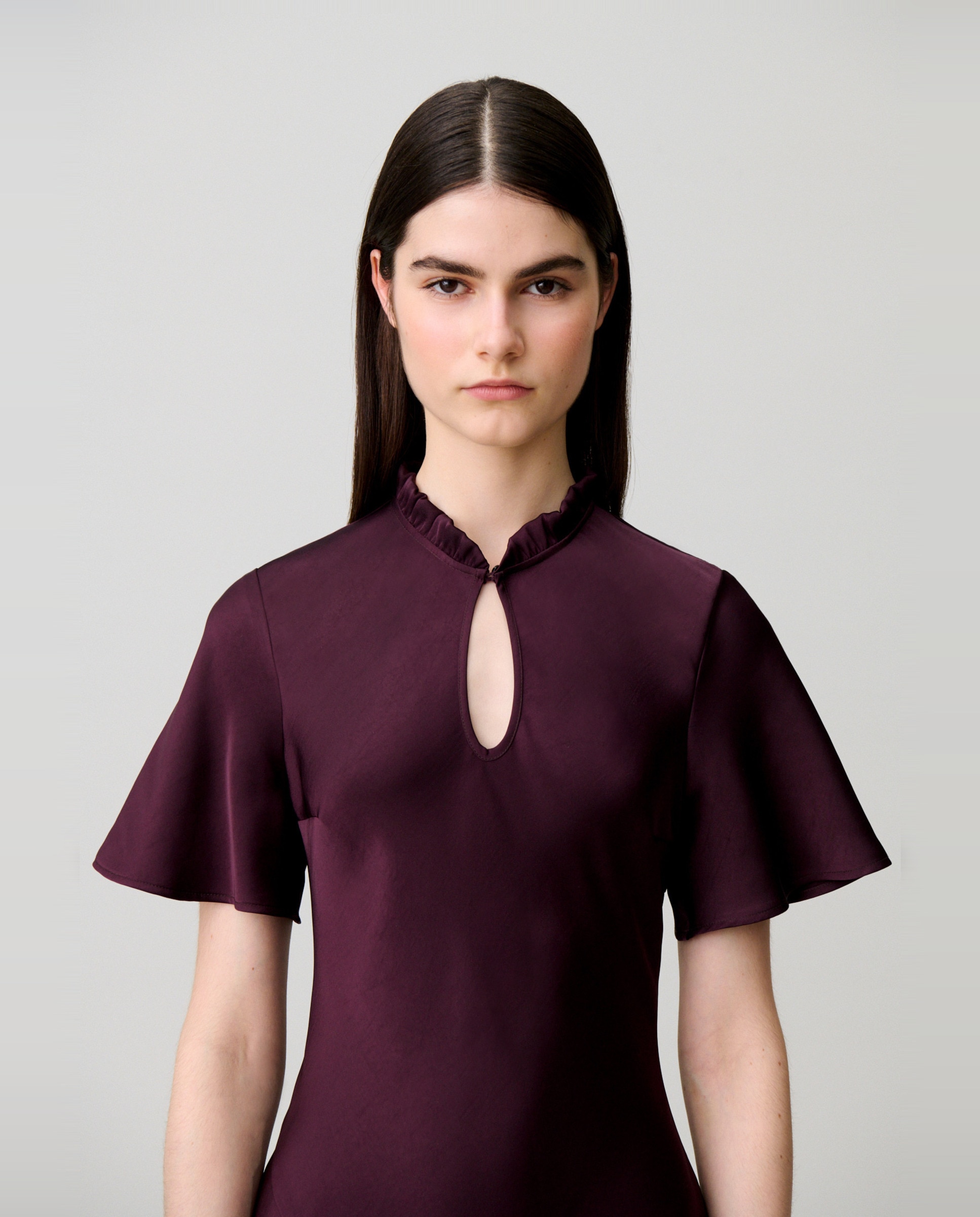Vestido midi fluido cuello victoriano - Claudie Pierlot - Morado Morado-5