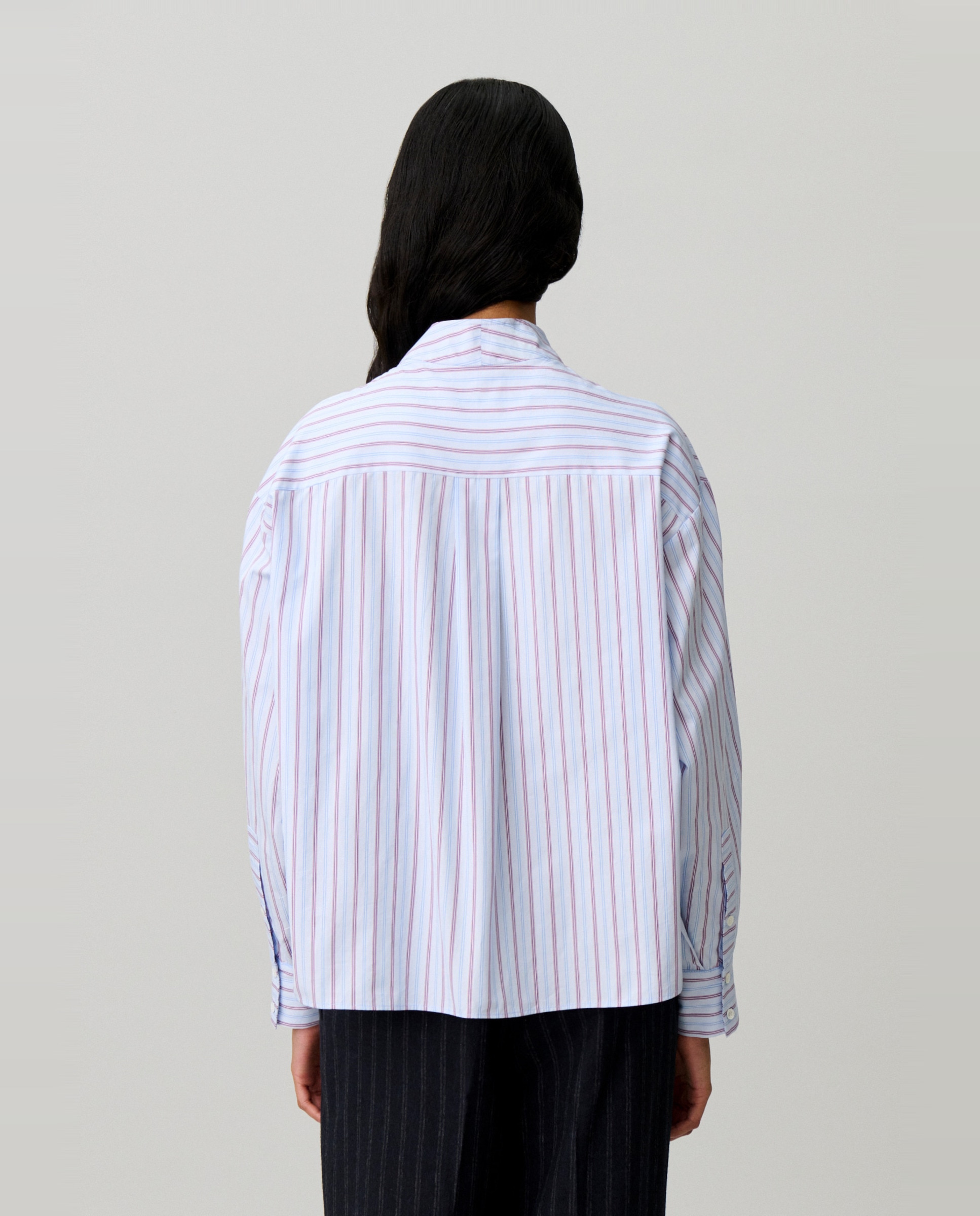 Blusa de mujer con lazada al cuello de popelín a rayas - Claudie Pierlot - Multicolor Multicolor-2
