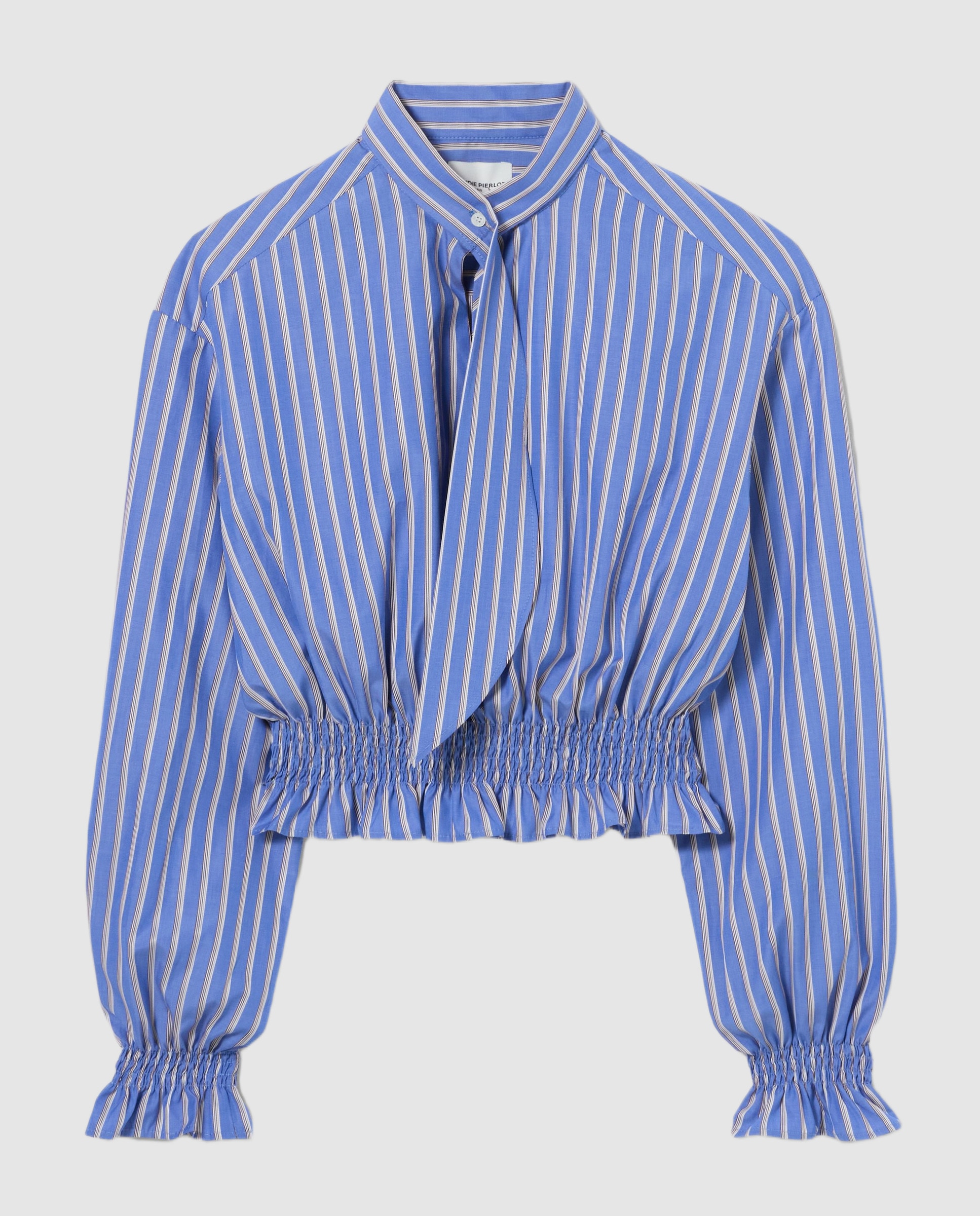 Top de mujer popelín a rayas manga larga con cuello lazada - Claudie Pierlot - Multicolor Multicolor-6