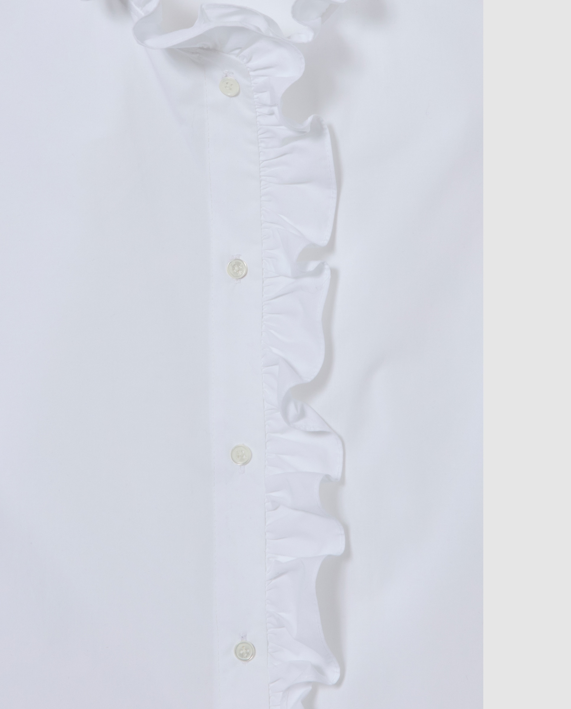 Camisa de mujer popelín cuello victoriano con volantes manga corta - Claudie Pierlot - Blanco Blanco-7