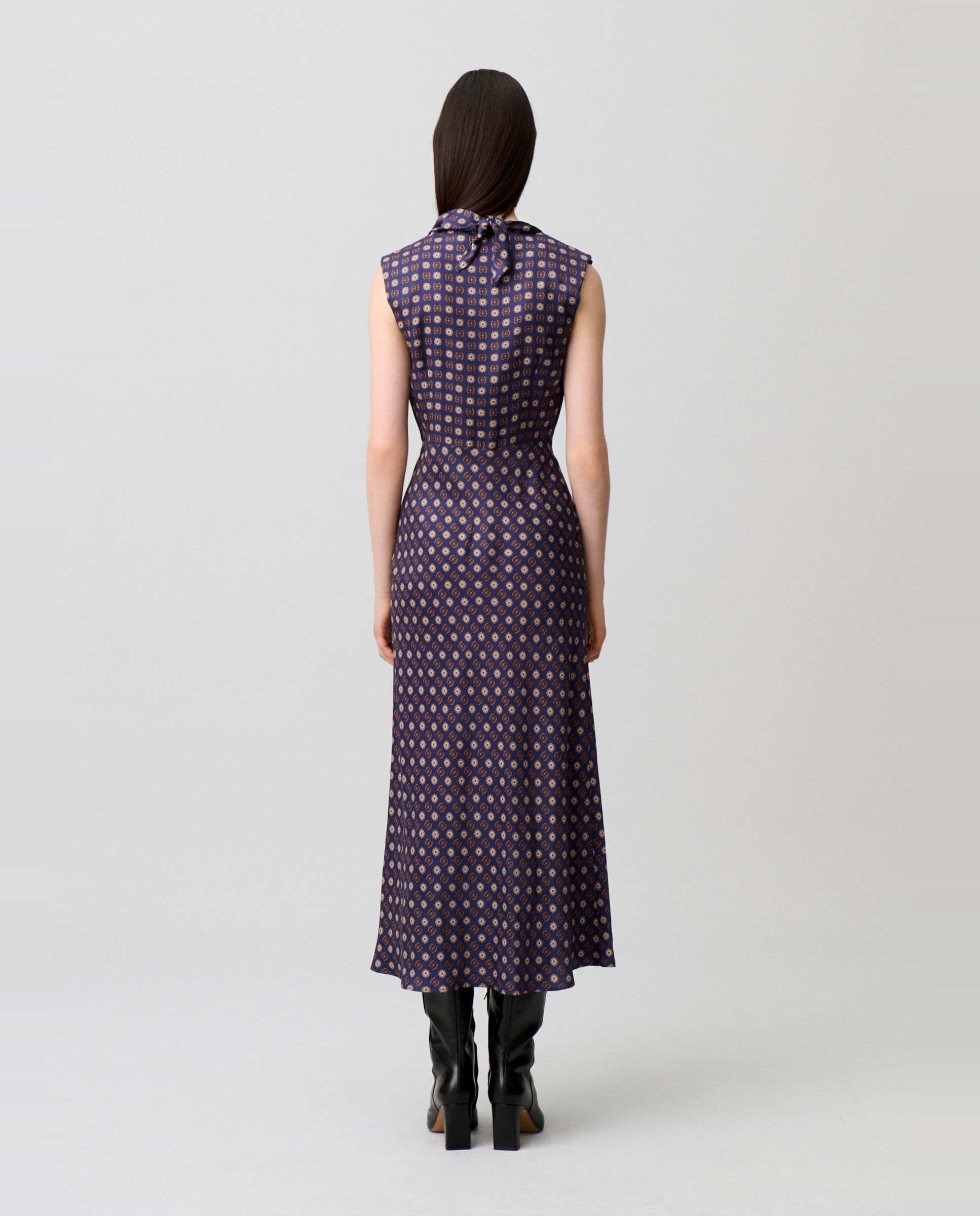 Vestido midi fluido cuello pañuelo - Claudie Pierlot - Marino Marino-3