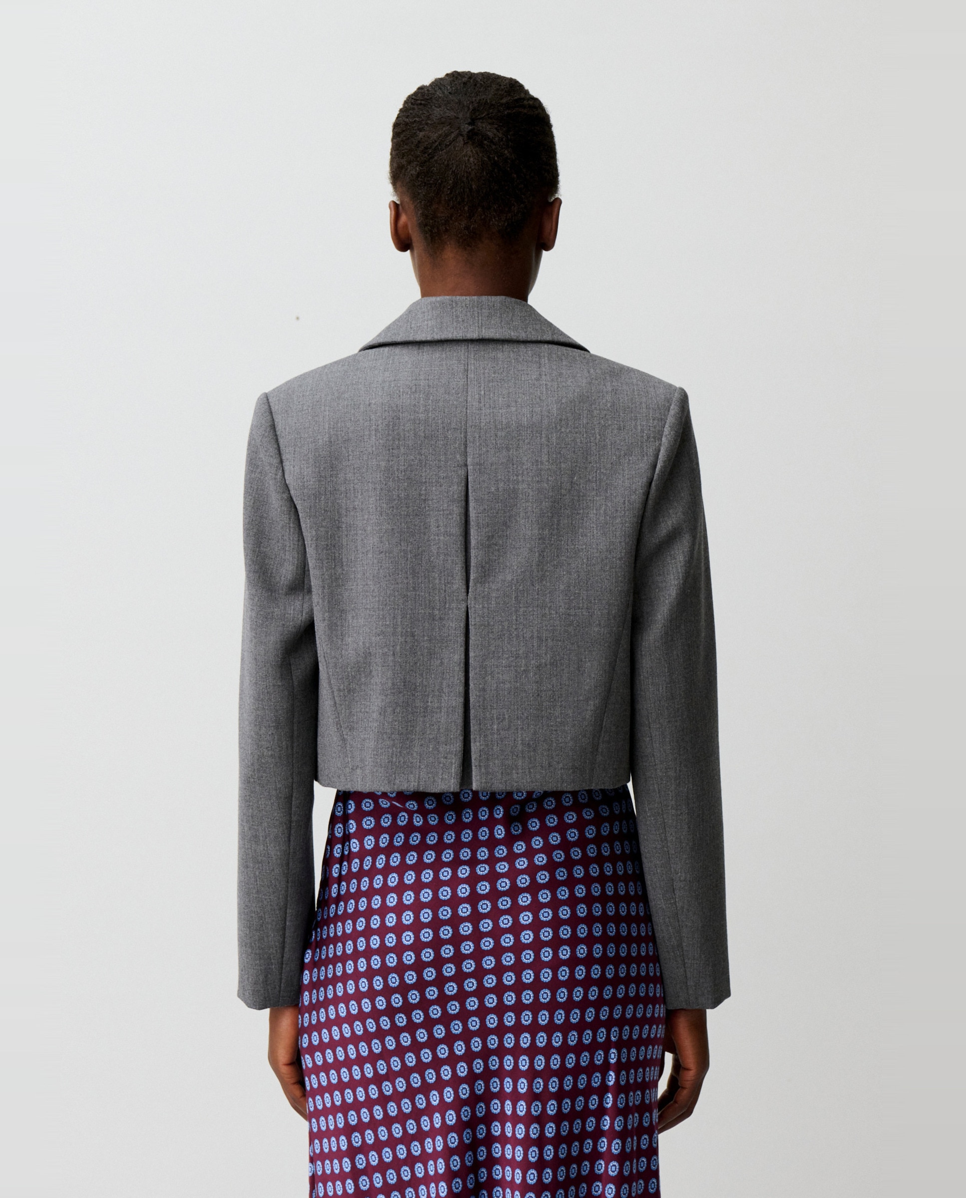 Chaqueta sastre de mujer de lana virgen corte corto - Claudie Pierlot - Gris Gris-2