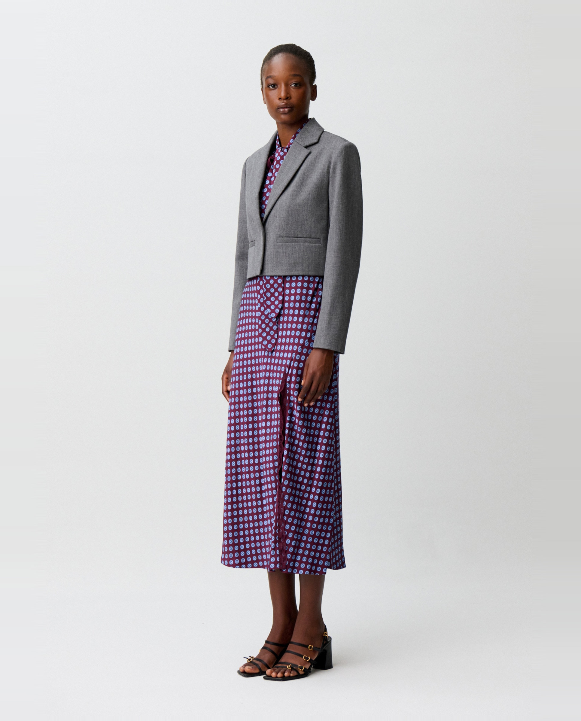 Chaqueta sastre de mujer de lana virgen corte corto - Claudie Pierlot - Gris Gris-3