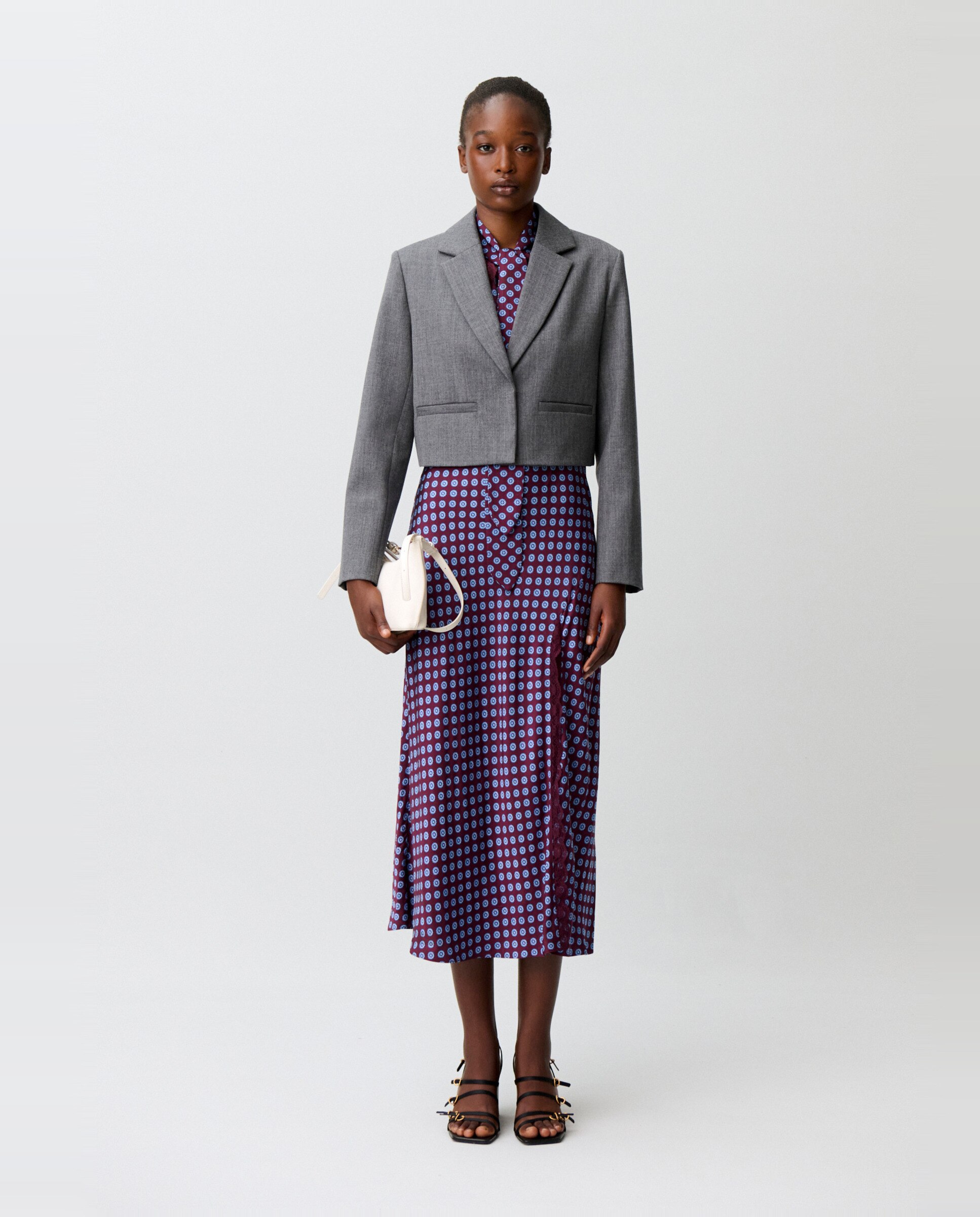 Chaqueta sastre de mujer de lana virgen corte corto - Claudie Pierlot - Gris Gris-4