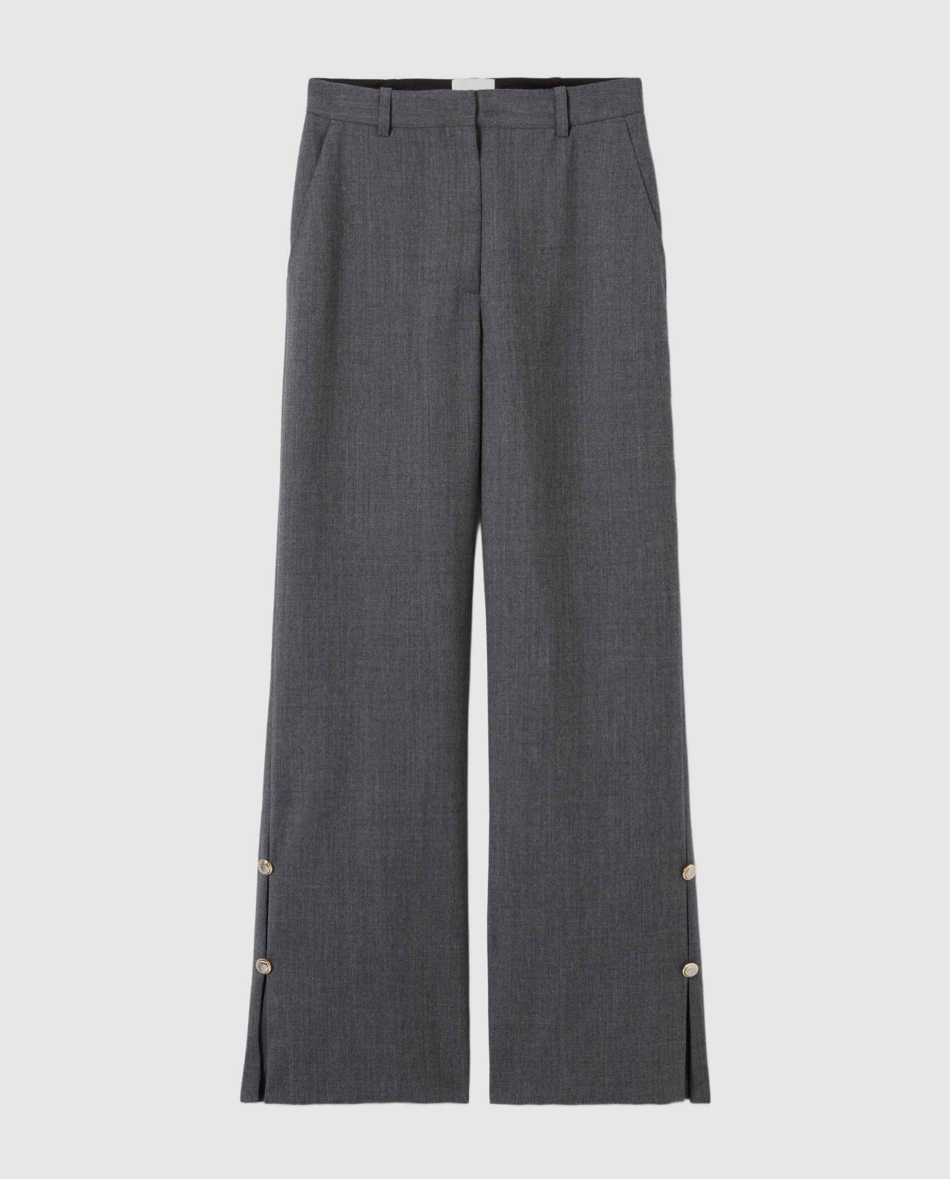 Pantalones anchos de campana de mujer 100% lana virgen - Claudie Pierlot - Gris Gris-6