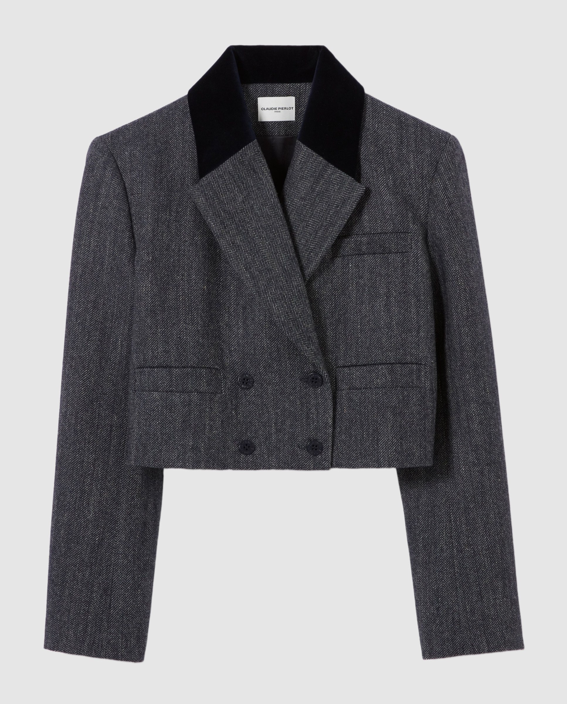 Chaqueta sastre de mujer bimaterial con terciopelo - Claudie Pierlot - Multicolor Multicolor-6