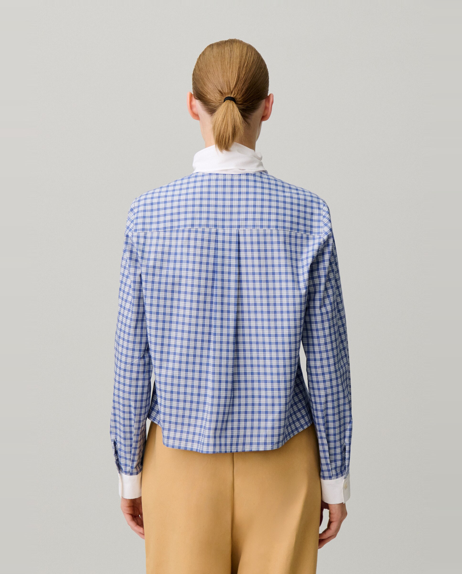 Blusa de mujer de popelín de algodón con cuadros y cuello lavallière - Claudie Pierlot - Multicolor Multicolor-2
