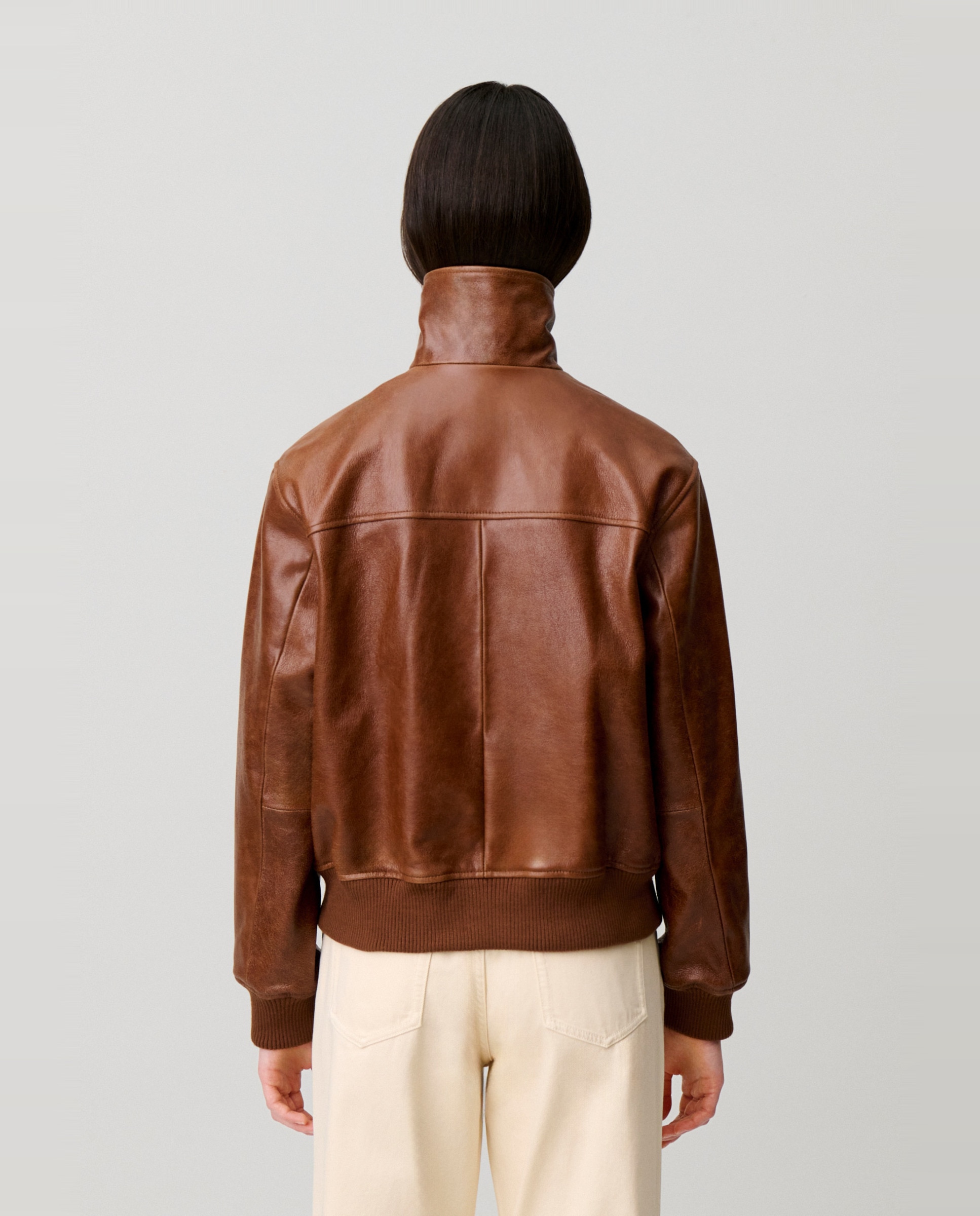 Cazadora de mujer de piel y ante holgada - Claudie Pierlot - Marrón Marrón-2