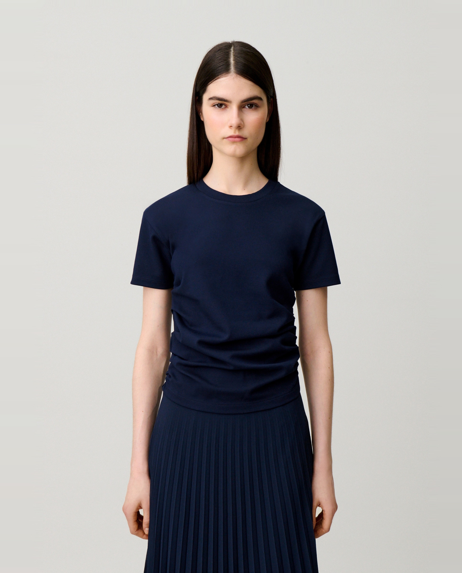 Vestido midi bimateria efecto trampantojo - Claudie Pierlot - Azul marino Azul marino-4