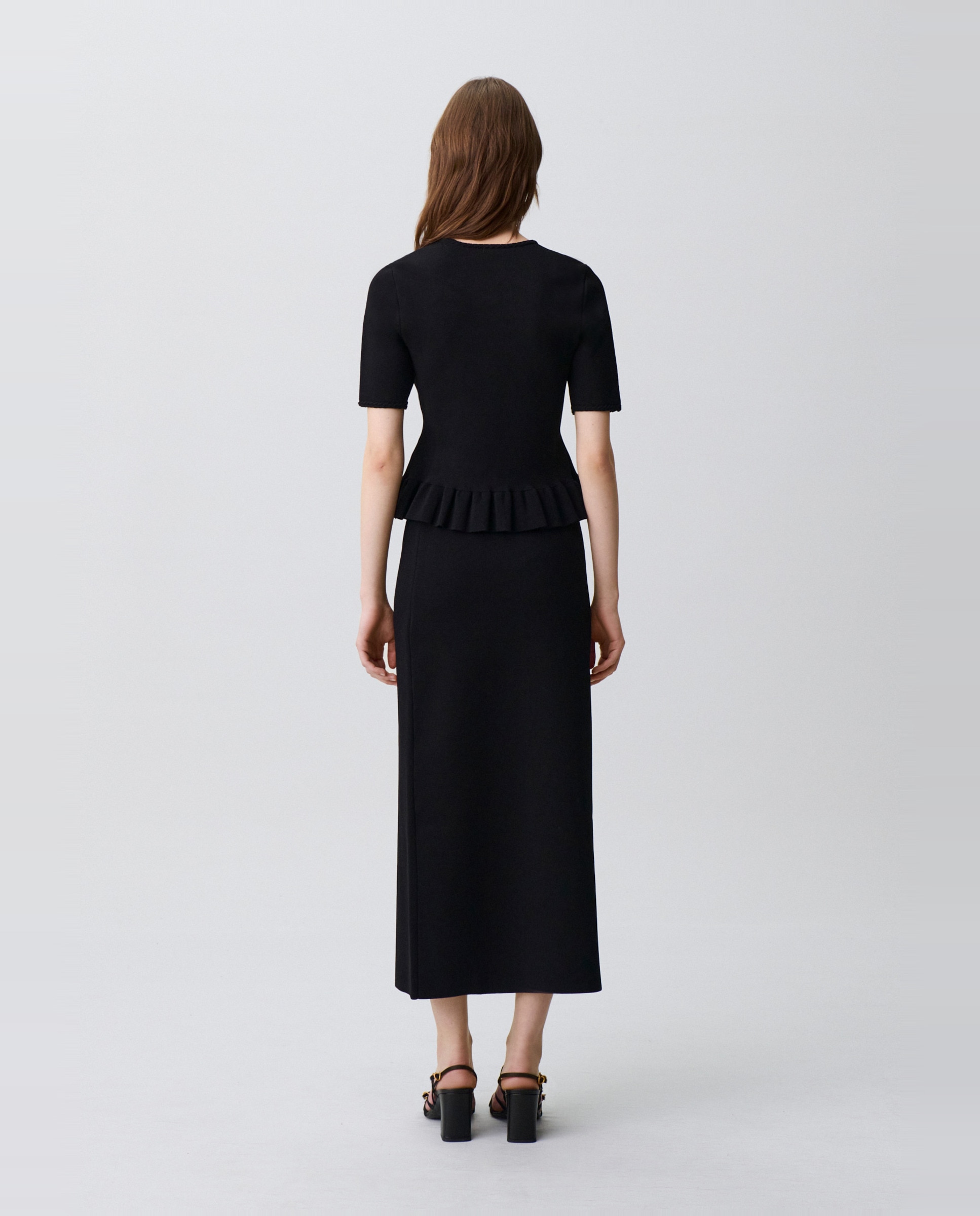 Top de punto de mujer manga corta cuello redondo - Claudie Pierlot - Negro Negro-2