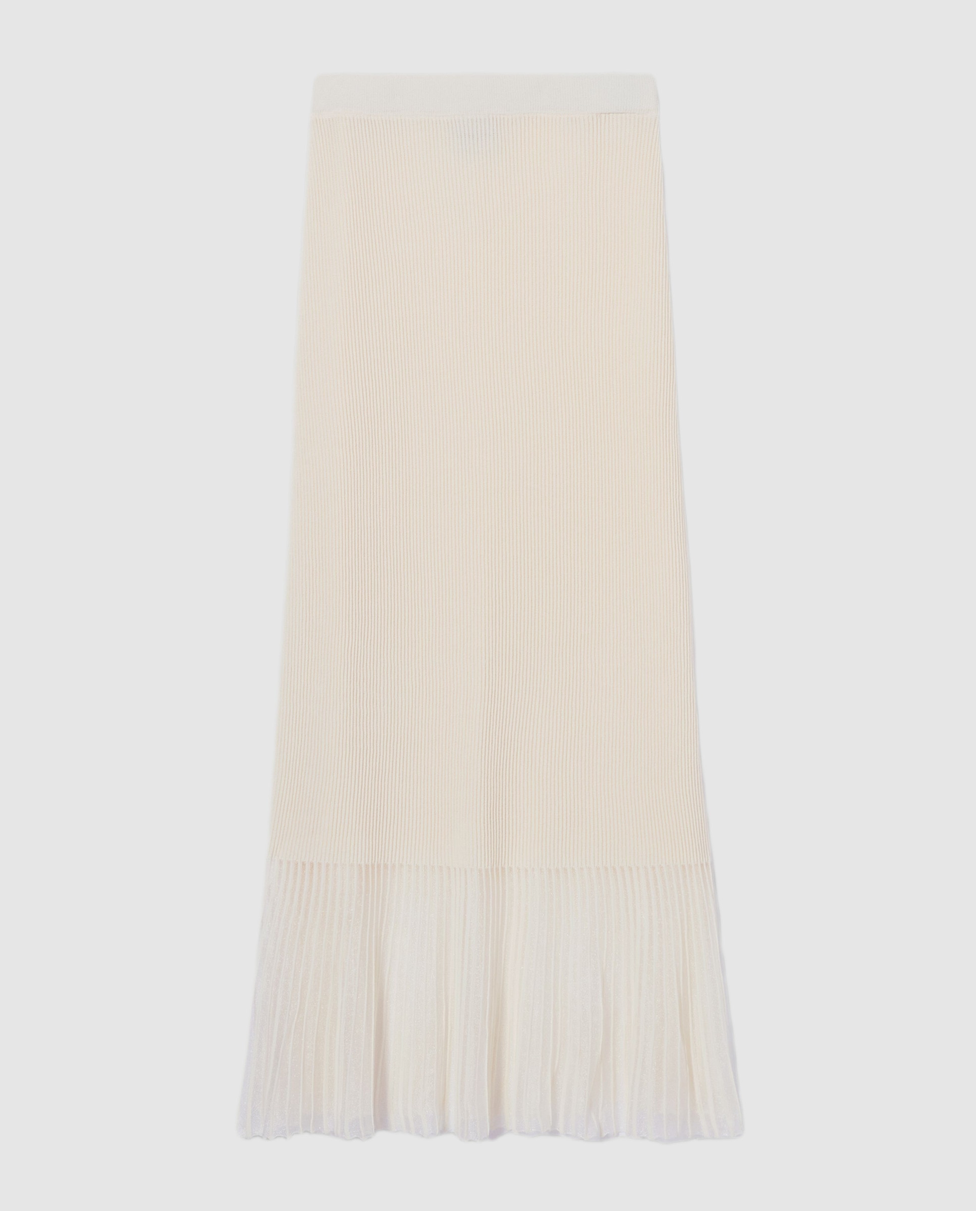 Falda de punto midi con bajo transparente - Claudie Pierlot - Blanco Blanco-6